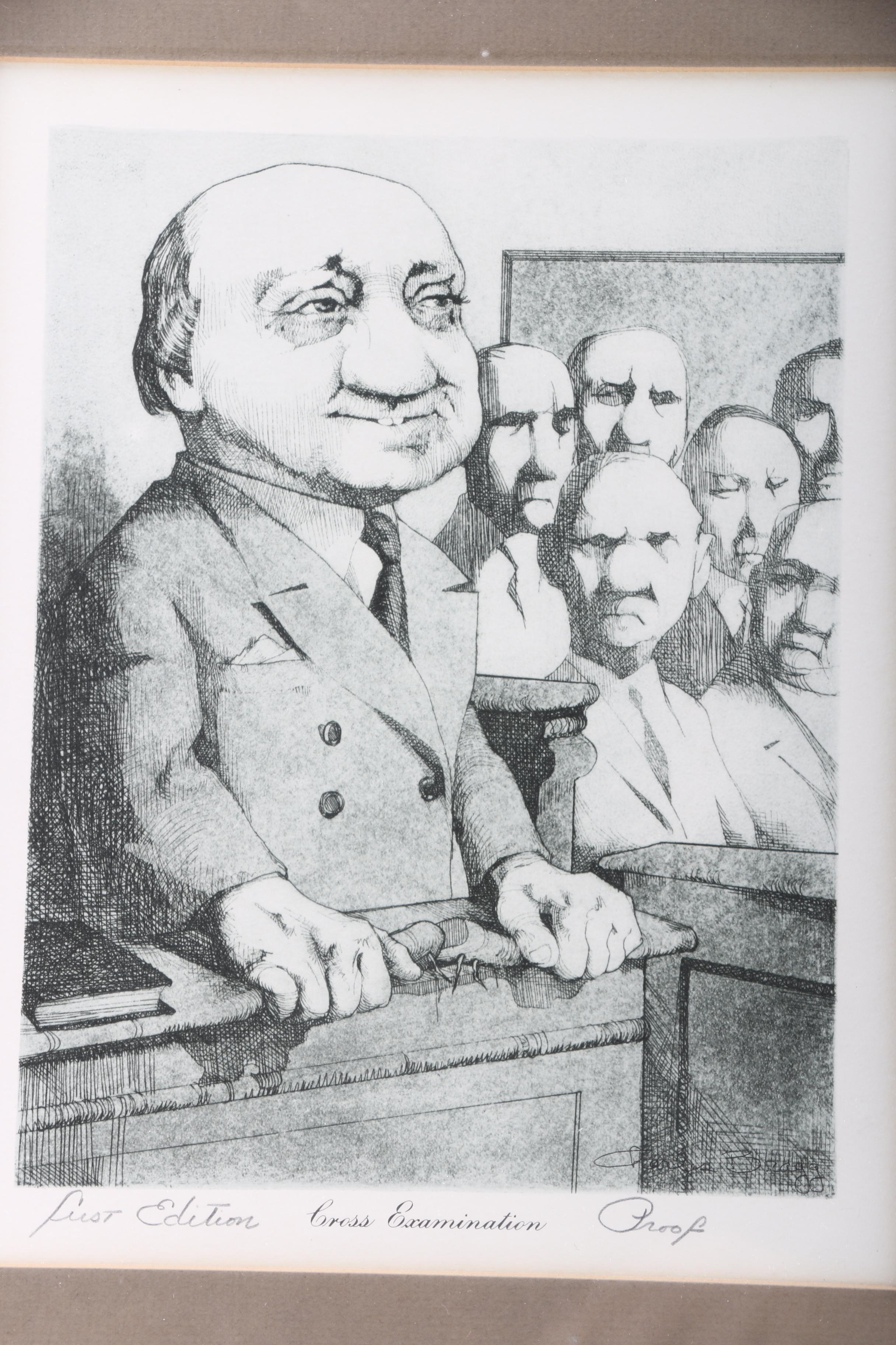 Charles Bragg First Edition Offset Lithograph "Cross Examination"