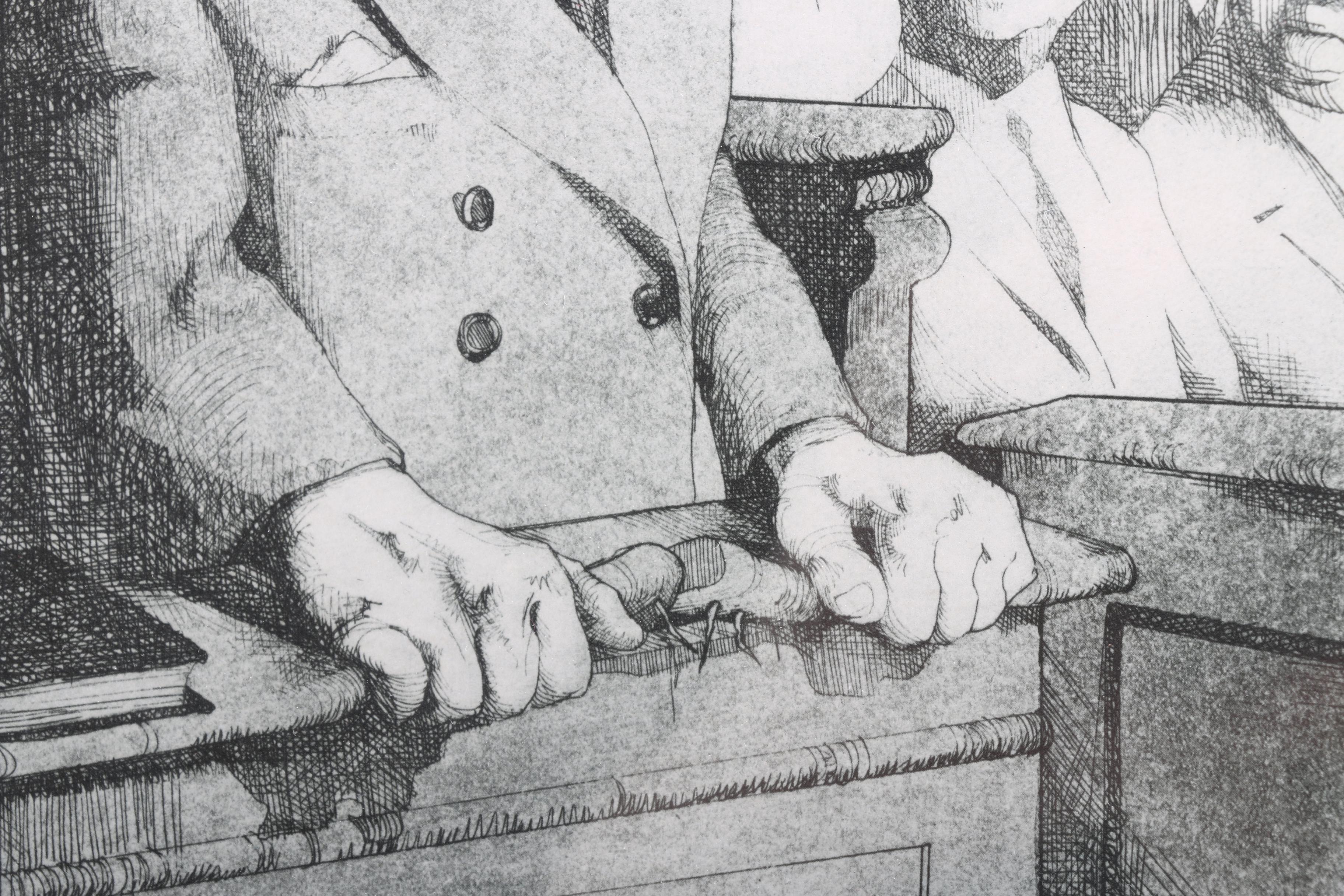 Charles Bragg First Edition Offset Lithograph "Cross Examination"