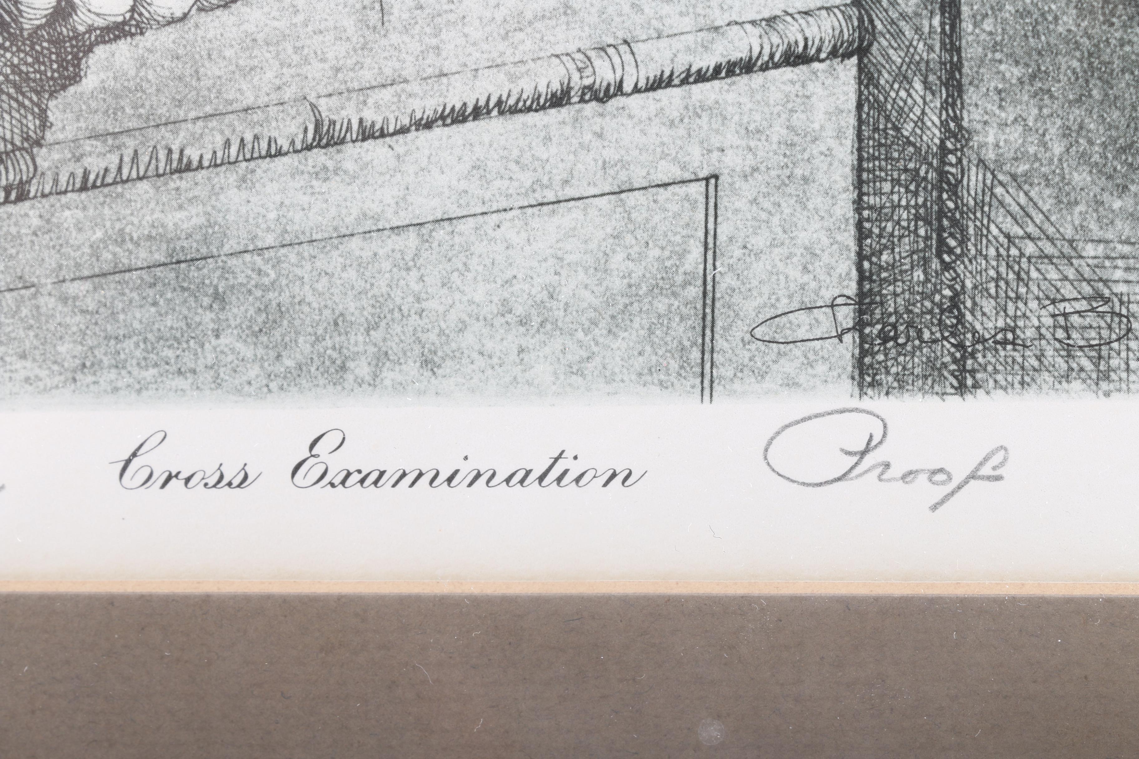 Charles Bragg First Edition Offset Lithograph "Cross Examination"
