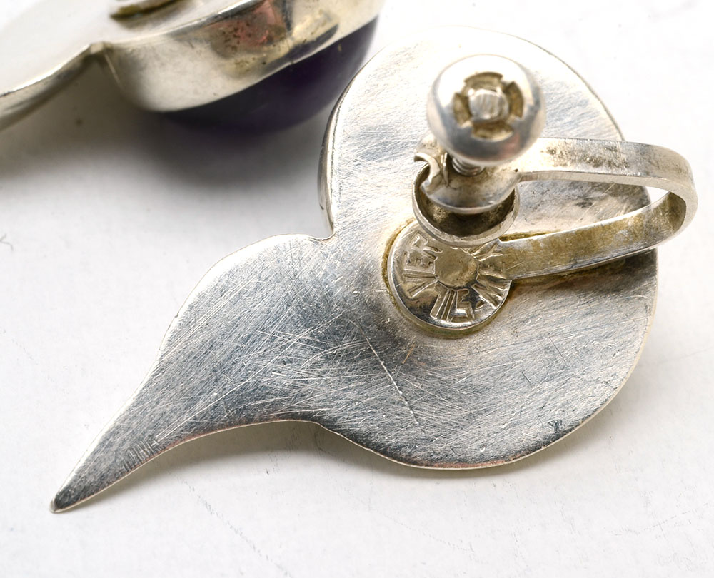 Sterling Silver Sugilite Cuff and Sterling and Amethyst Earrings