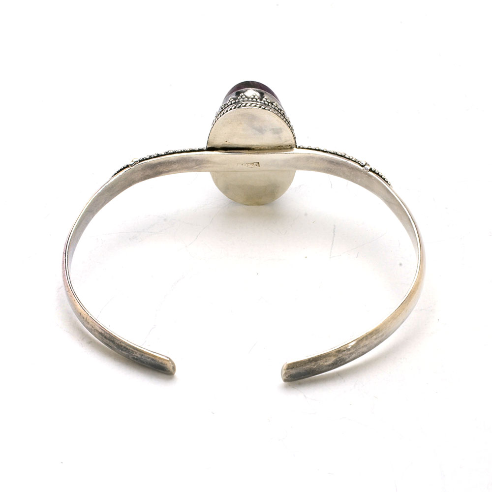 Sterling Silver Sugilite Cuff and Sterling and Amethyst Earrings