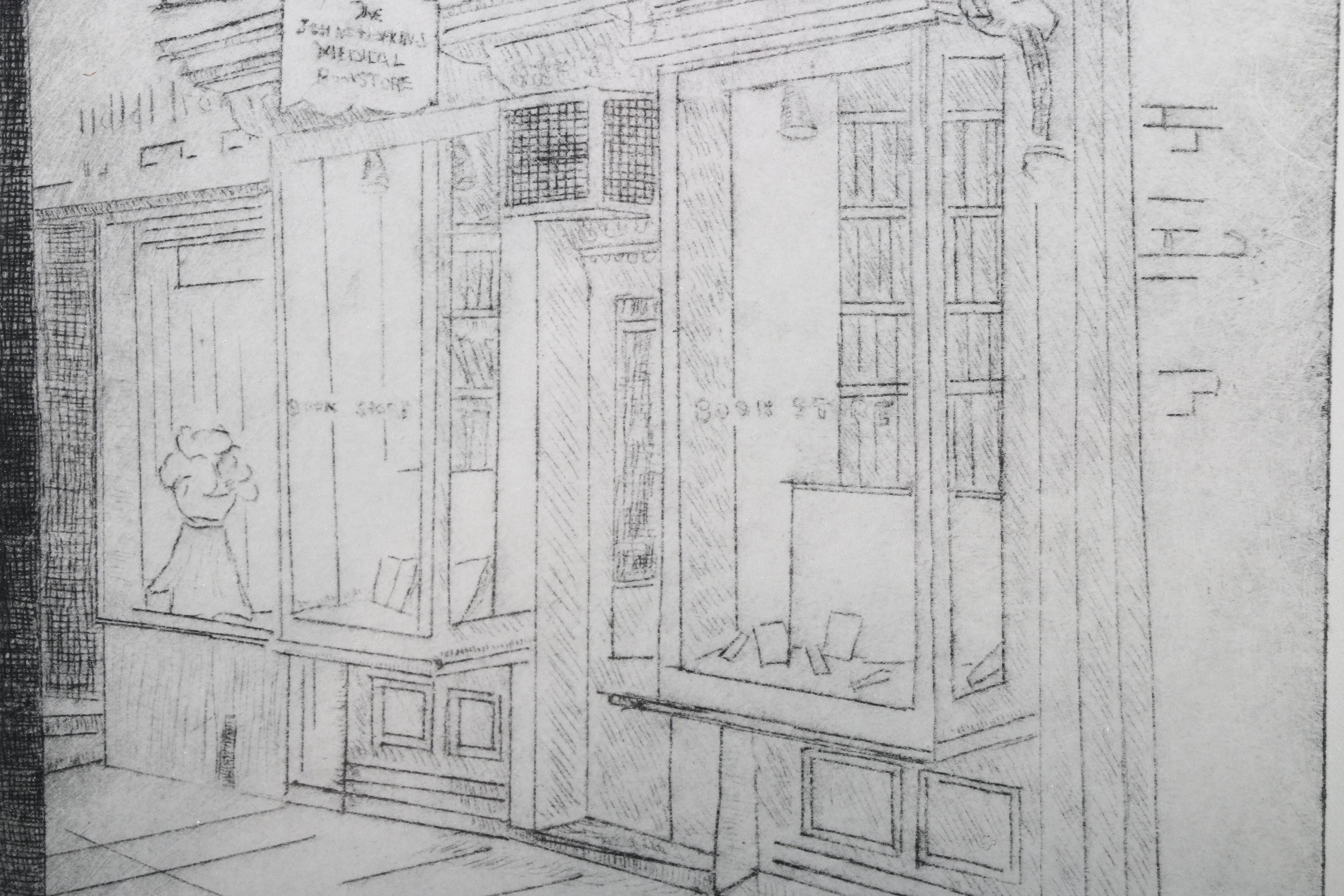 Don Swann Jr. Limited Edition Etching "Johns Hopkins Medical Bookstore"