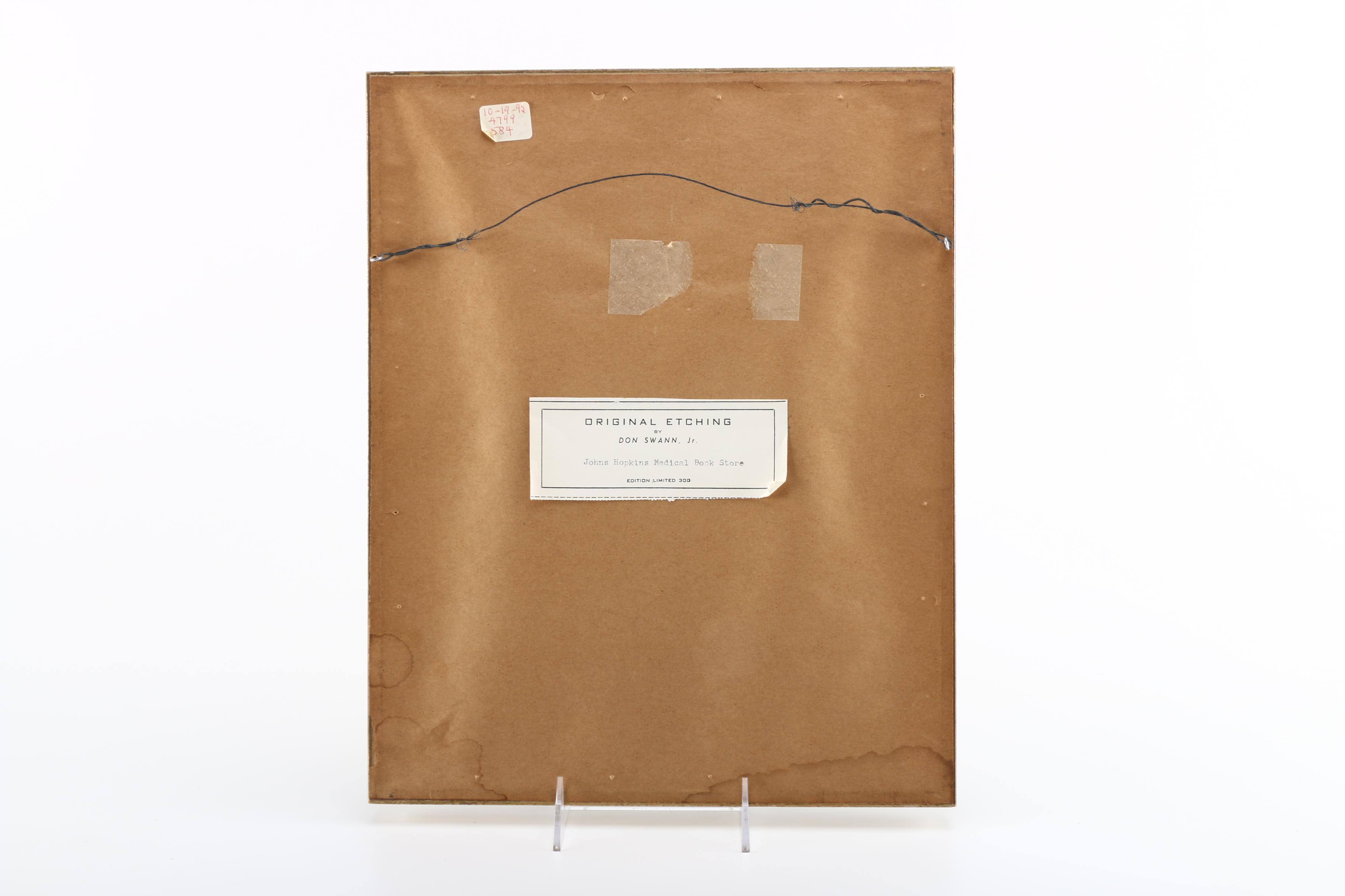 Don Swann Jr. Limited Edition Etching "Johns Hopkins Medical Bookstore"