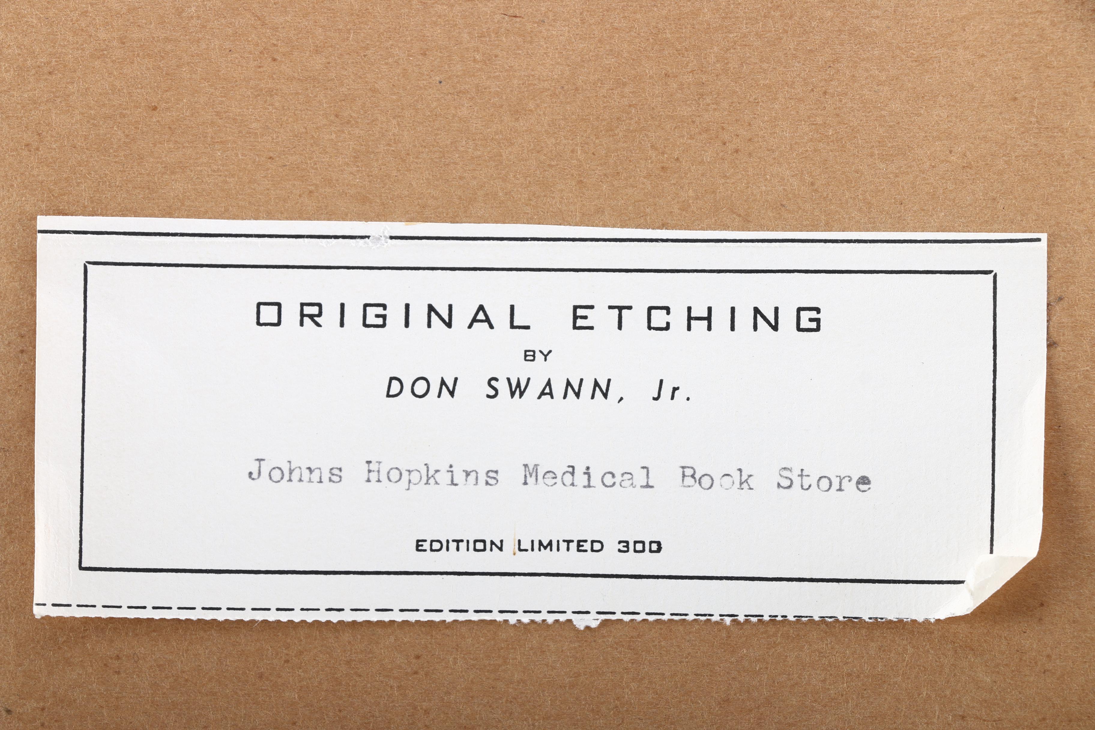 Don Swann Jr. Limited Edition Etching "Johns Hopkins Medical Bookstore"