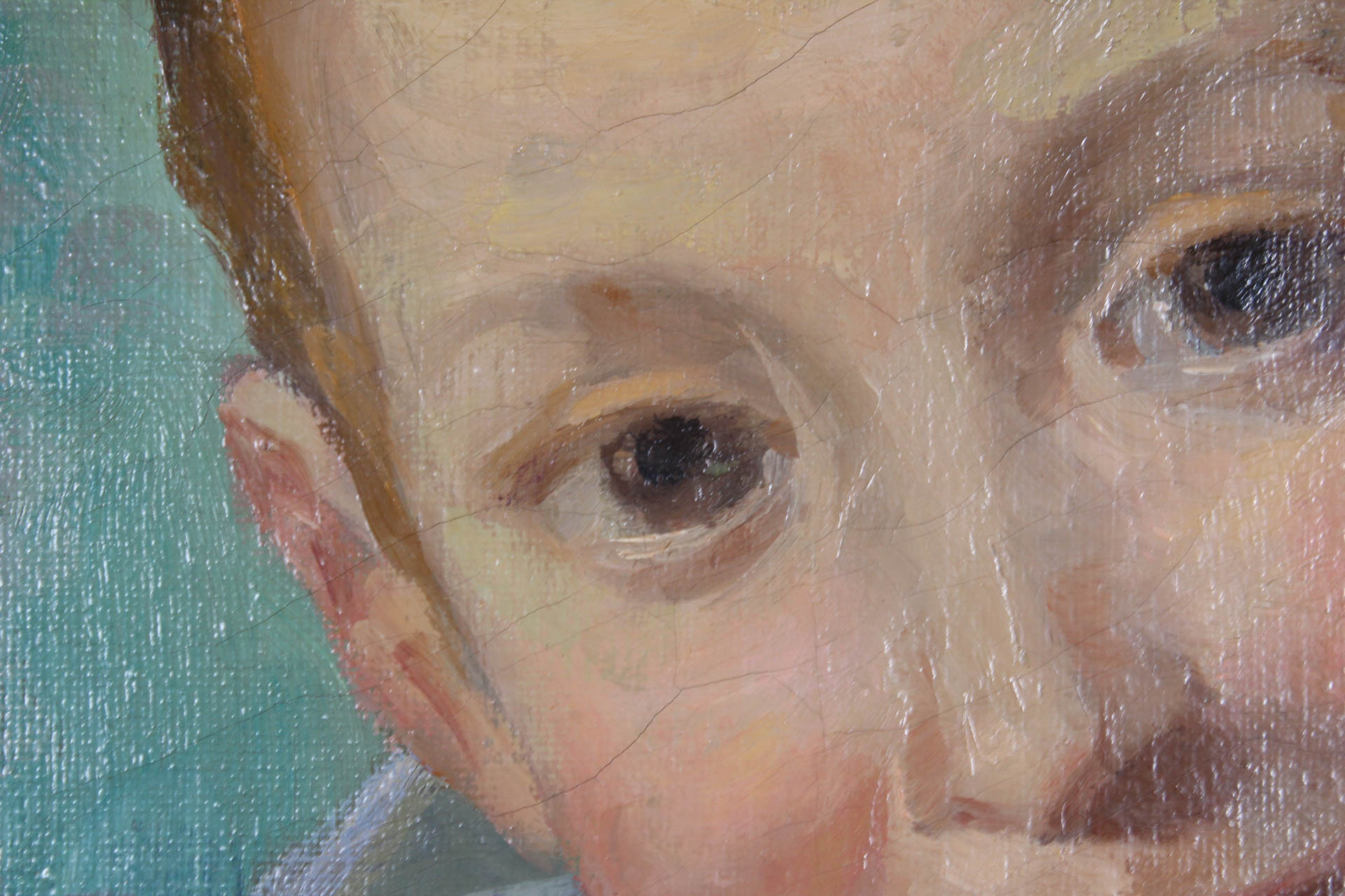 Vintage Oil Painting on Canvas of Boy Harlequin