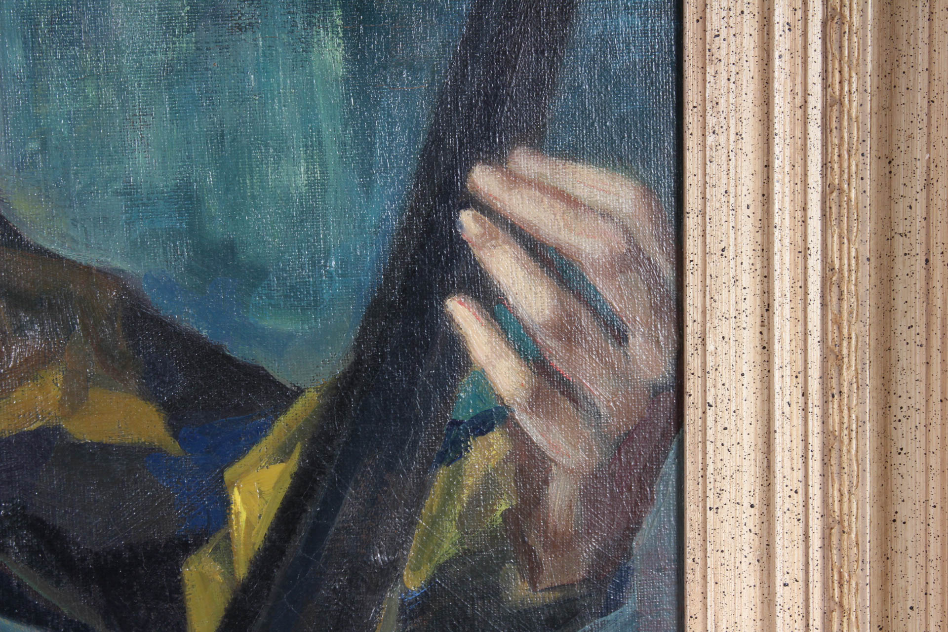 Vintage Oil Painting on Canvas of Boy Harlequin