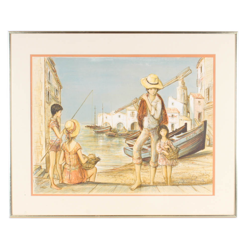 Jacques Lalande Limited Edition Lithograph "Retour de Peche"