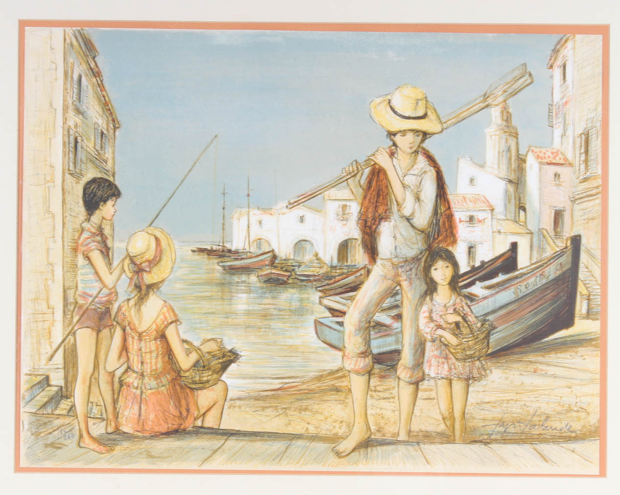 Jacques Lalande Limited Edition Lithograph "Retour de Peche"