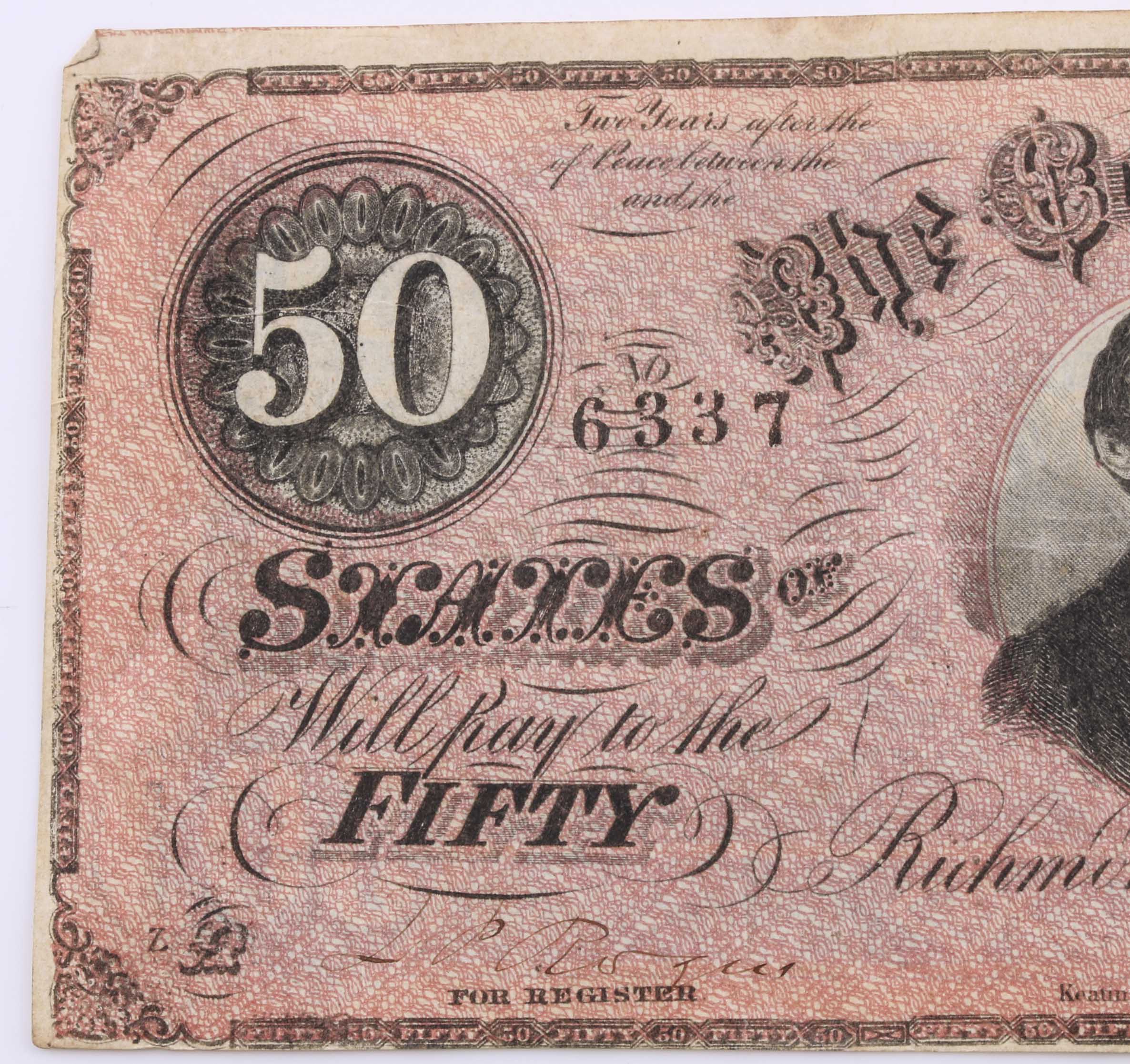 Fifty dollar Note from the Confederate States of America