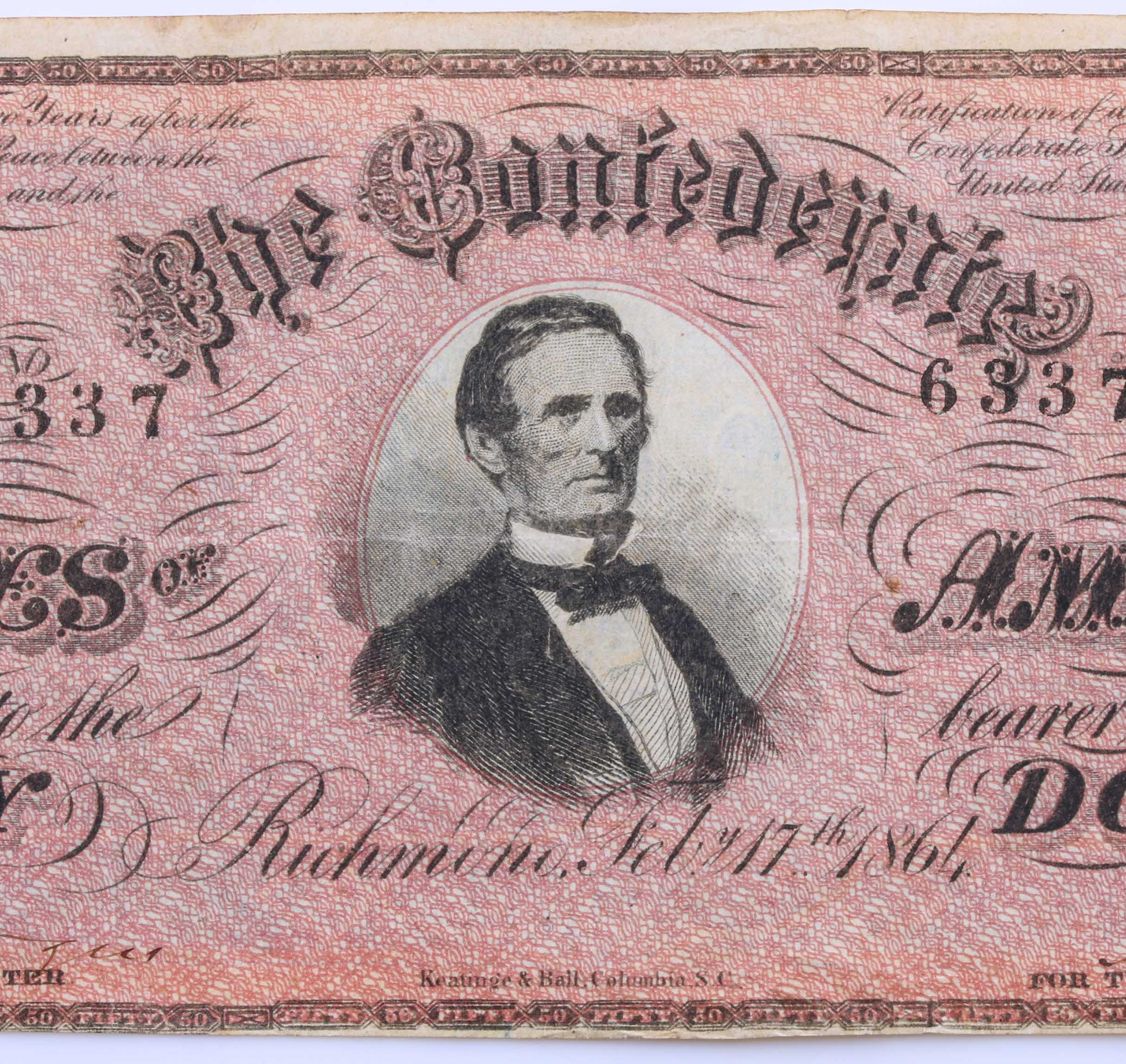 Fifty dollar Note from the Confederate States of America