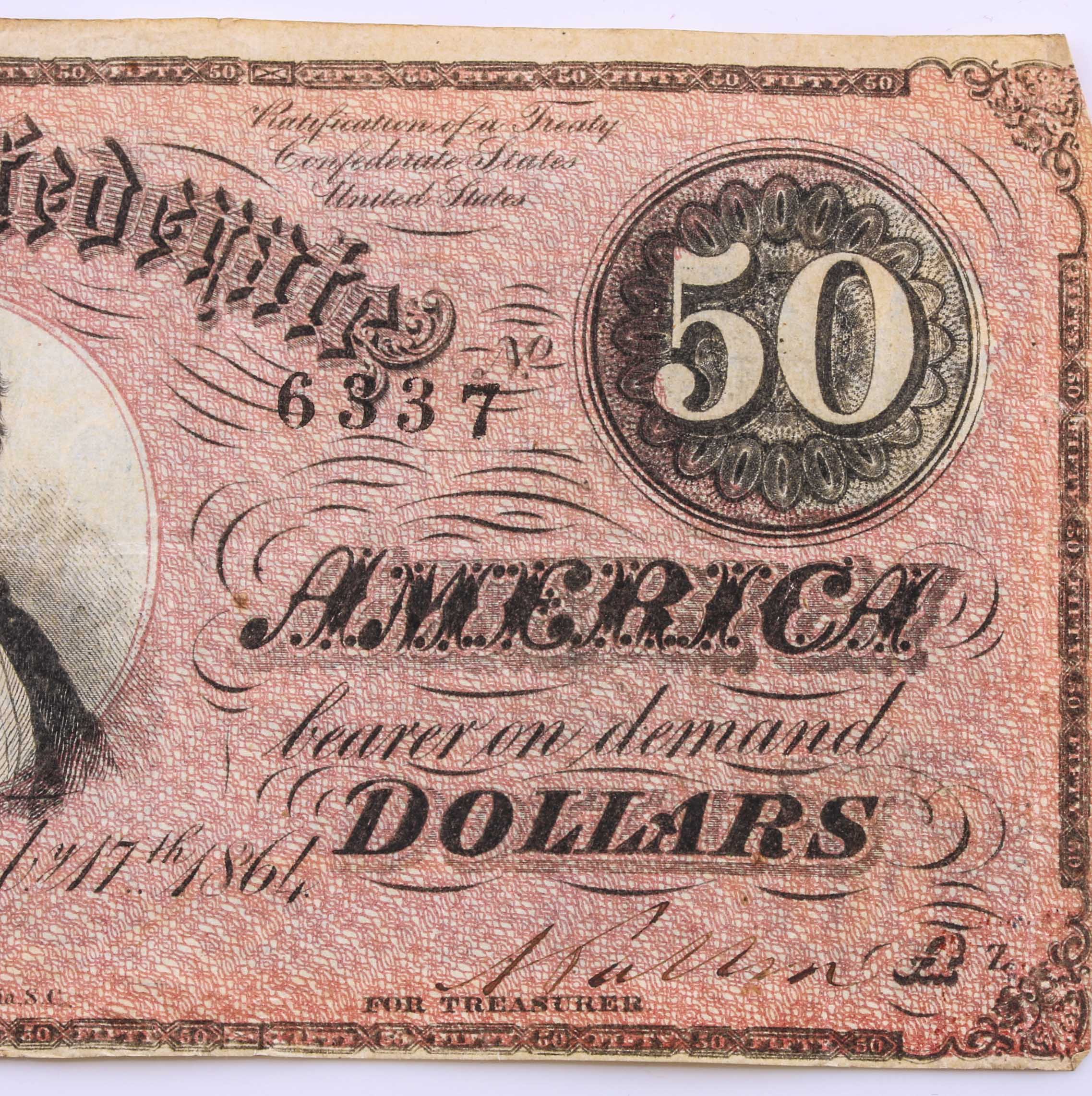 Fifty dollar Note from the Confederate States of America
