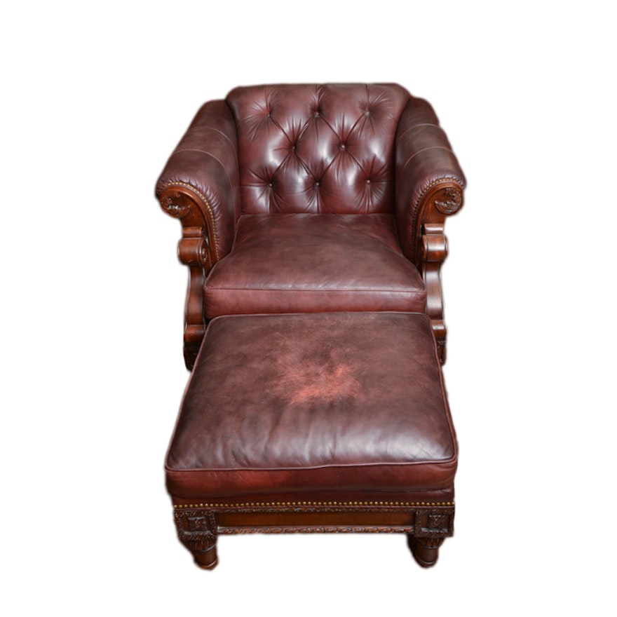 Hancock & Moore Leather Chair and Ottoman