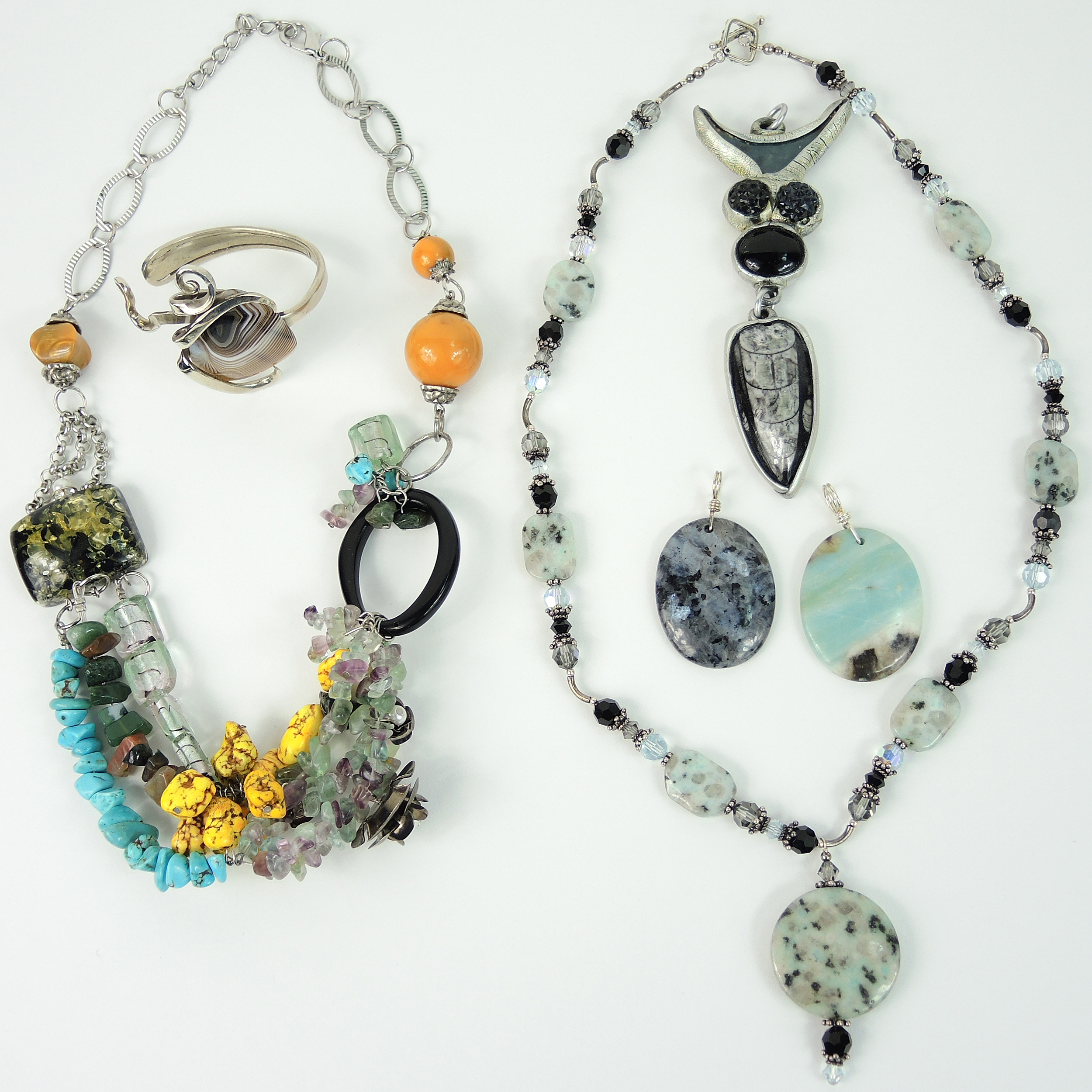 Six Piece Costume Jewelry Collection with Lia Harmon Artisan Bracelet