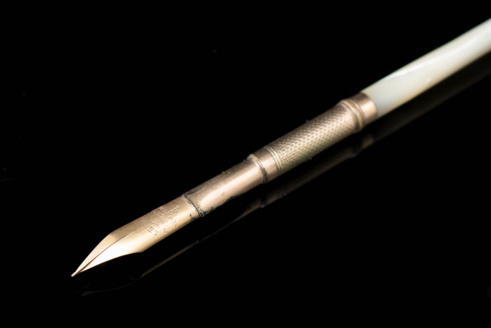 Antique Mother of Pearl Dip Pen with Gold-Filled Nib