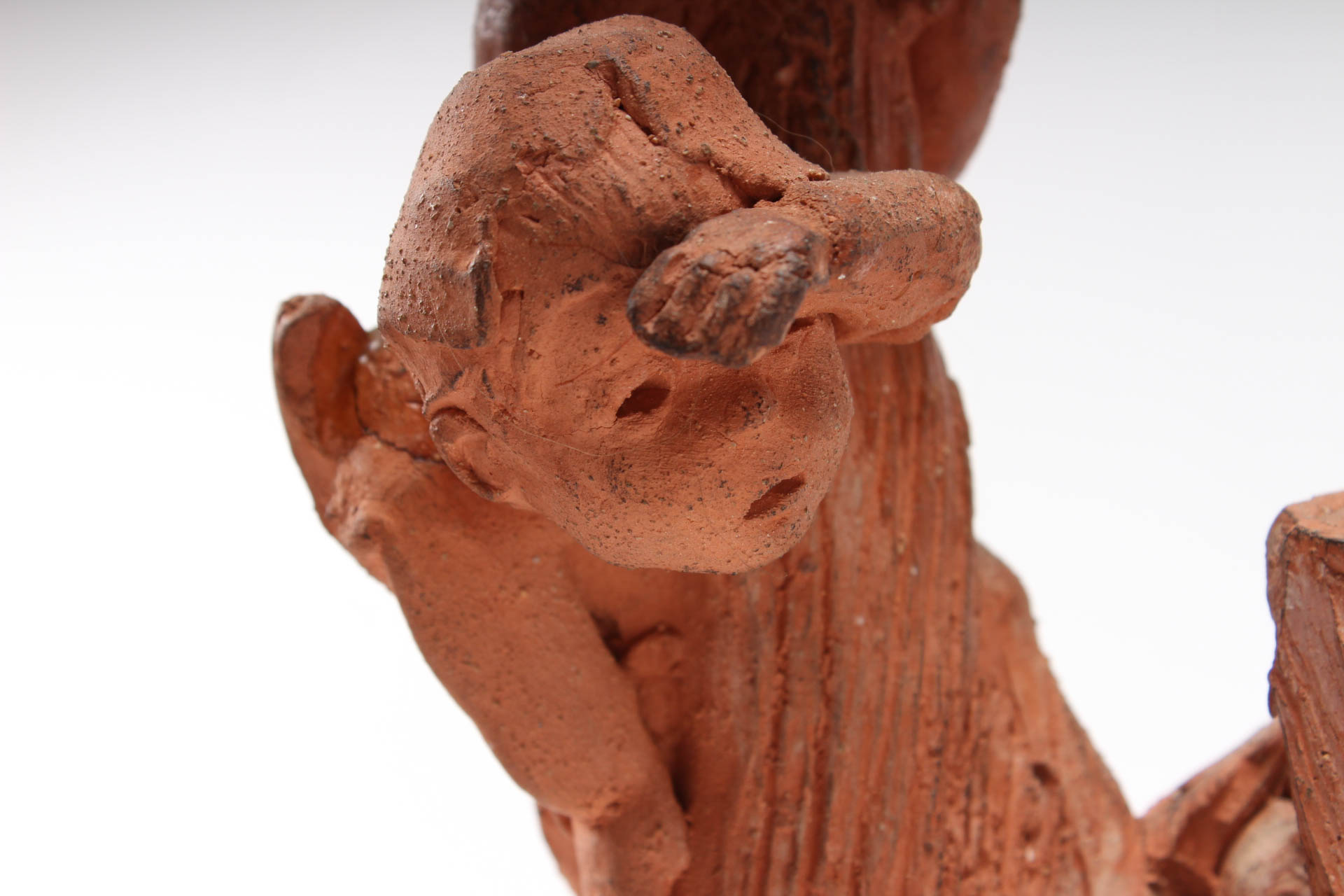 Ann Entis Terracotta Children in Tree Sculpture
