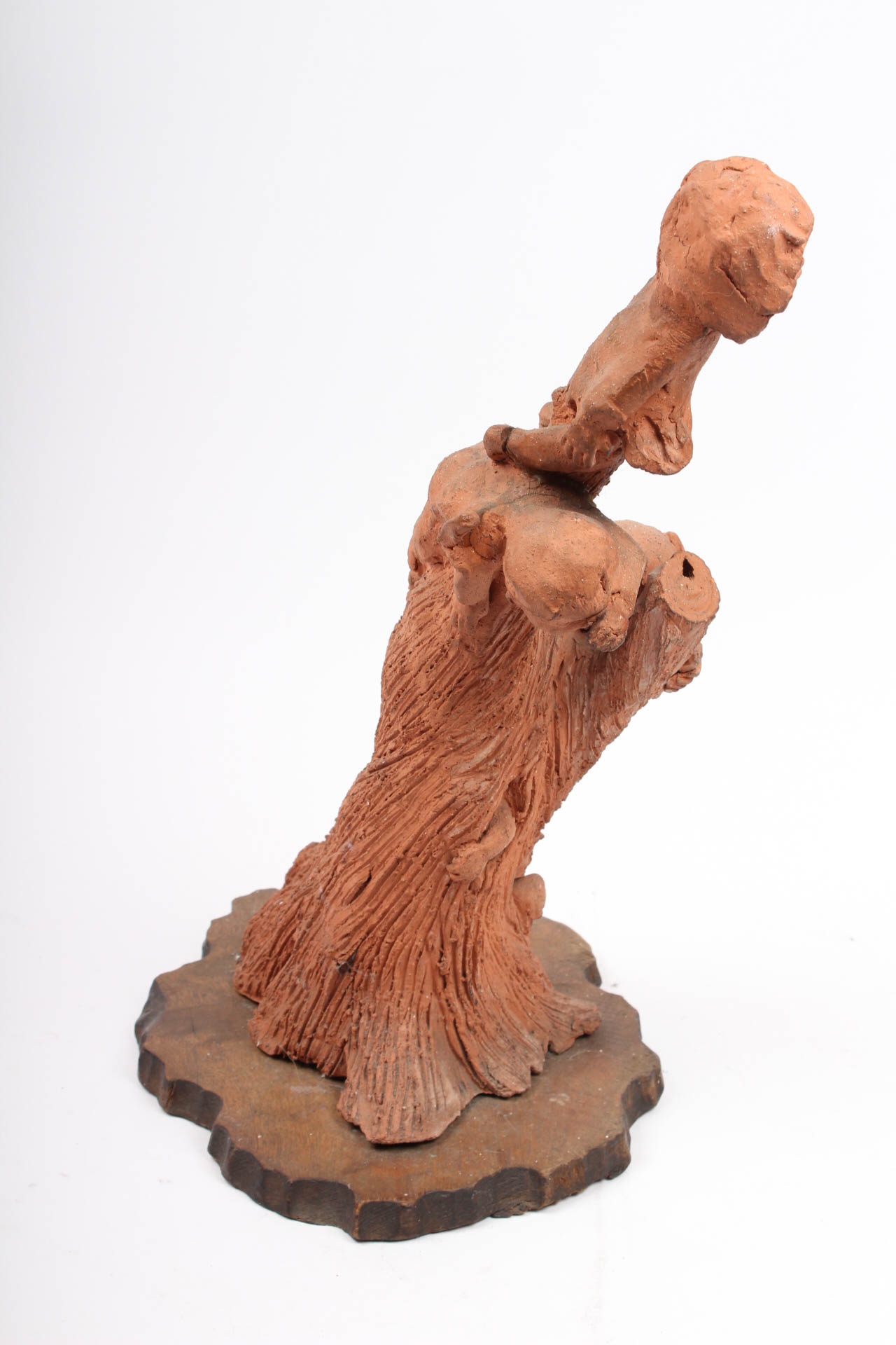 Ann Entis Terracotta Children in Tree Sculpture
