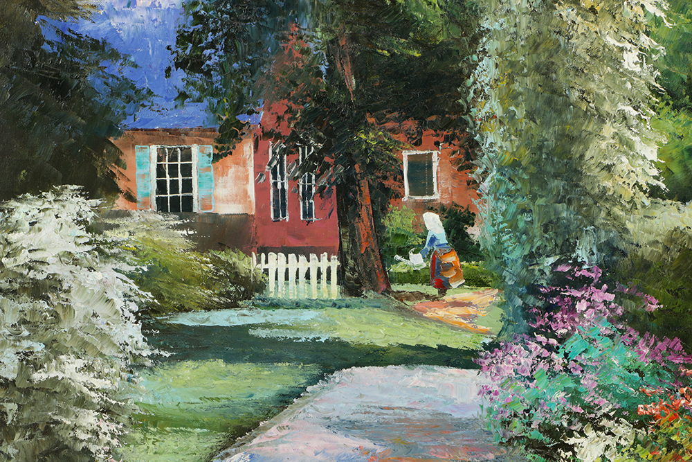 Hung Pham Oil Painting on Canvas of Impressionist Garden Landscape
