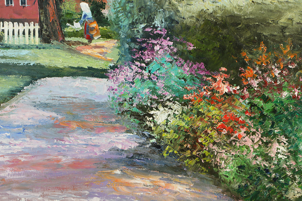 Hung Pham Oil Painting on Canvas of Impressionist Garden Landscape