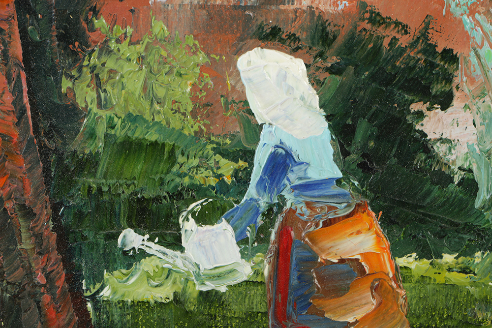 Hung Pham Oil Painting on Canvas of Impressionist Garden Landscape
