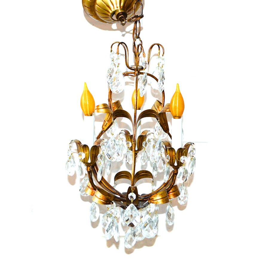 Gold Tone and Faux Crystal Chandelier