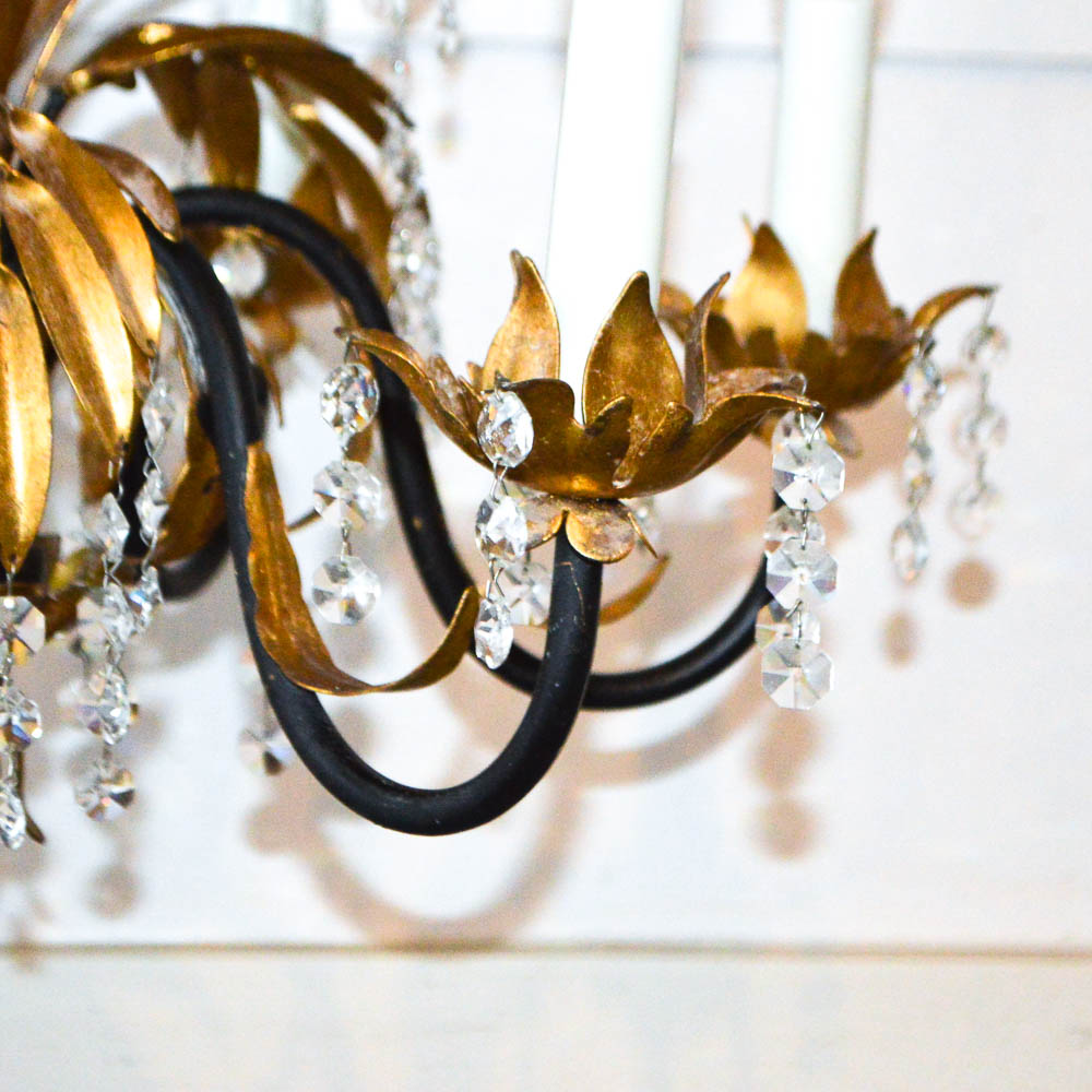 Gold Tone and Crystal Bead Chandelier