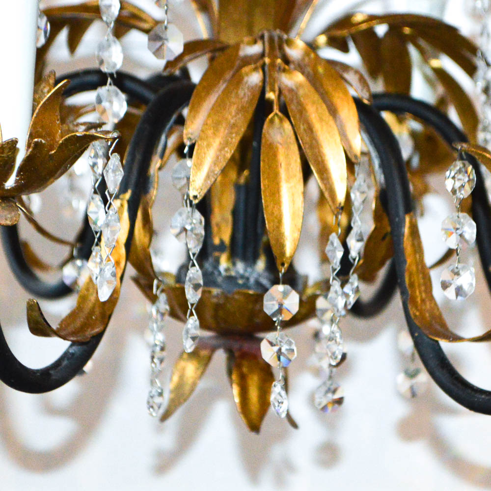 Gold Tone and Crystal Bead Chandelier