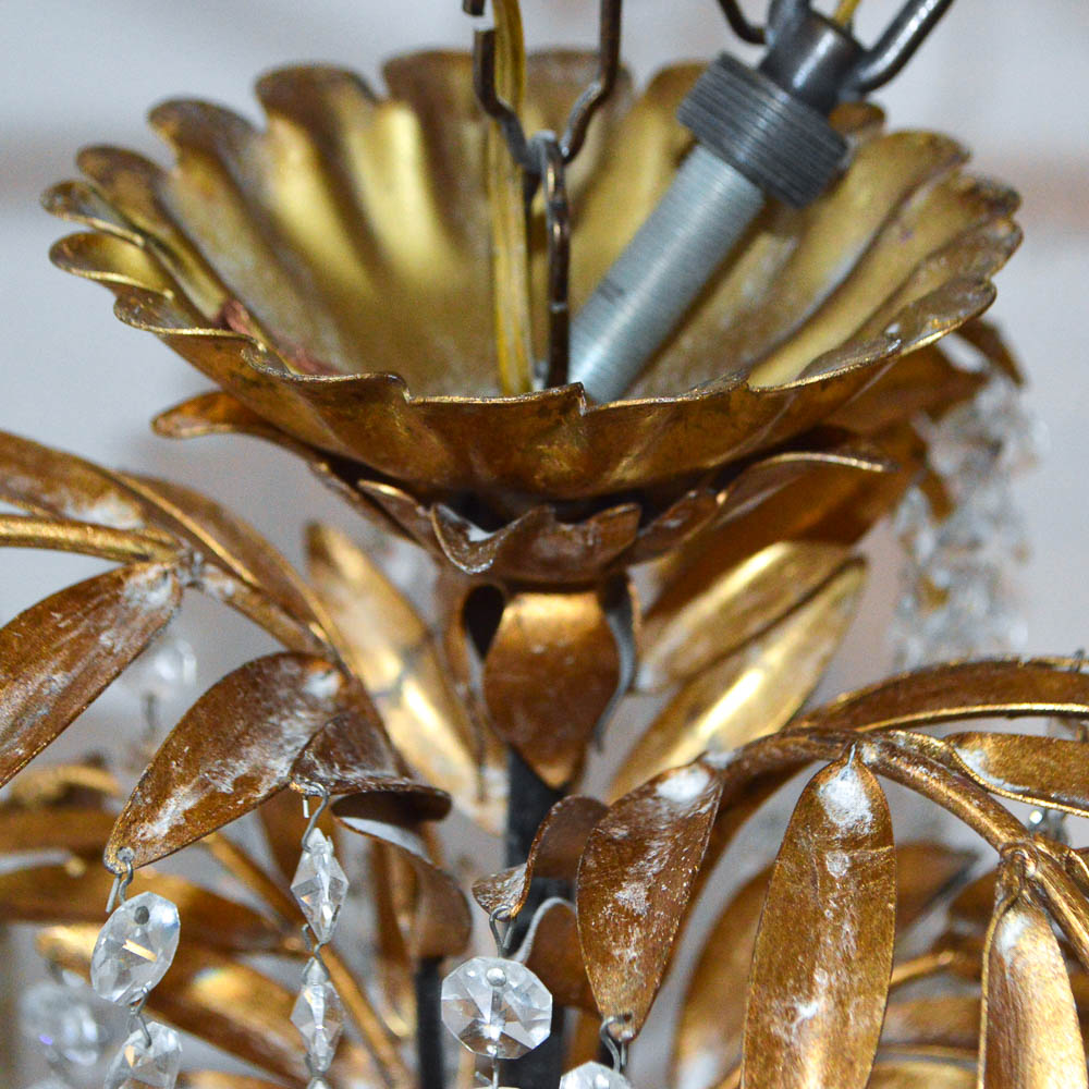 Gold Tone and Crystal Bead Chandelier