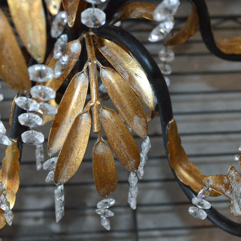 Gold Tone and Crystal Bead Chandelier