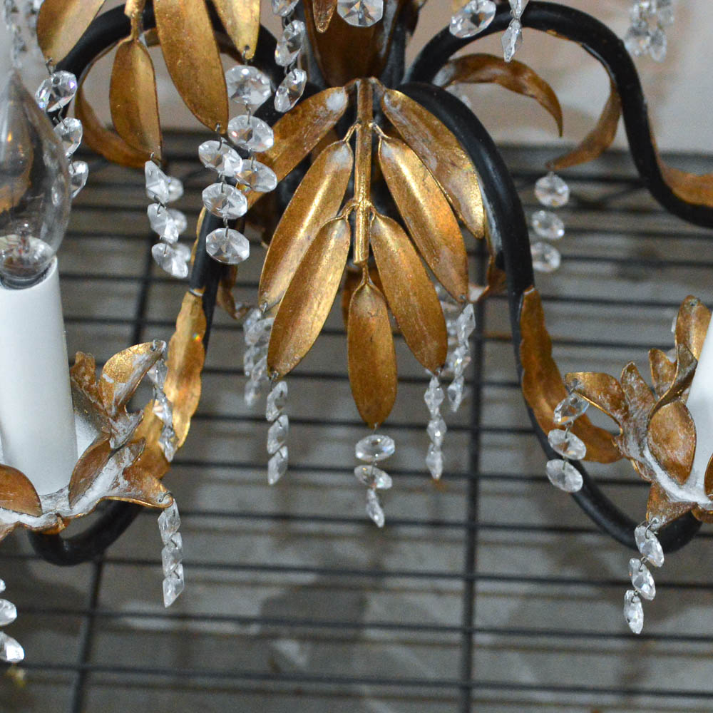 Gold Tone and Crystal Bead Chandelier