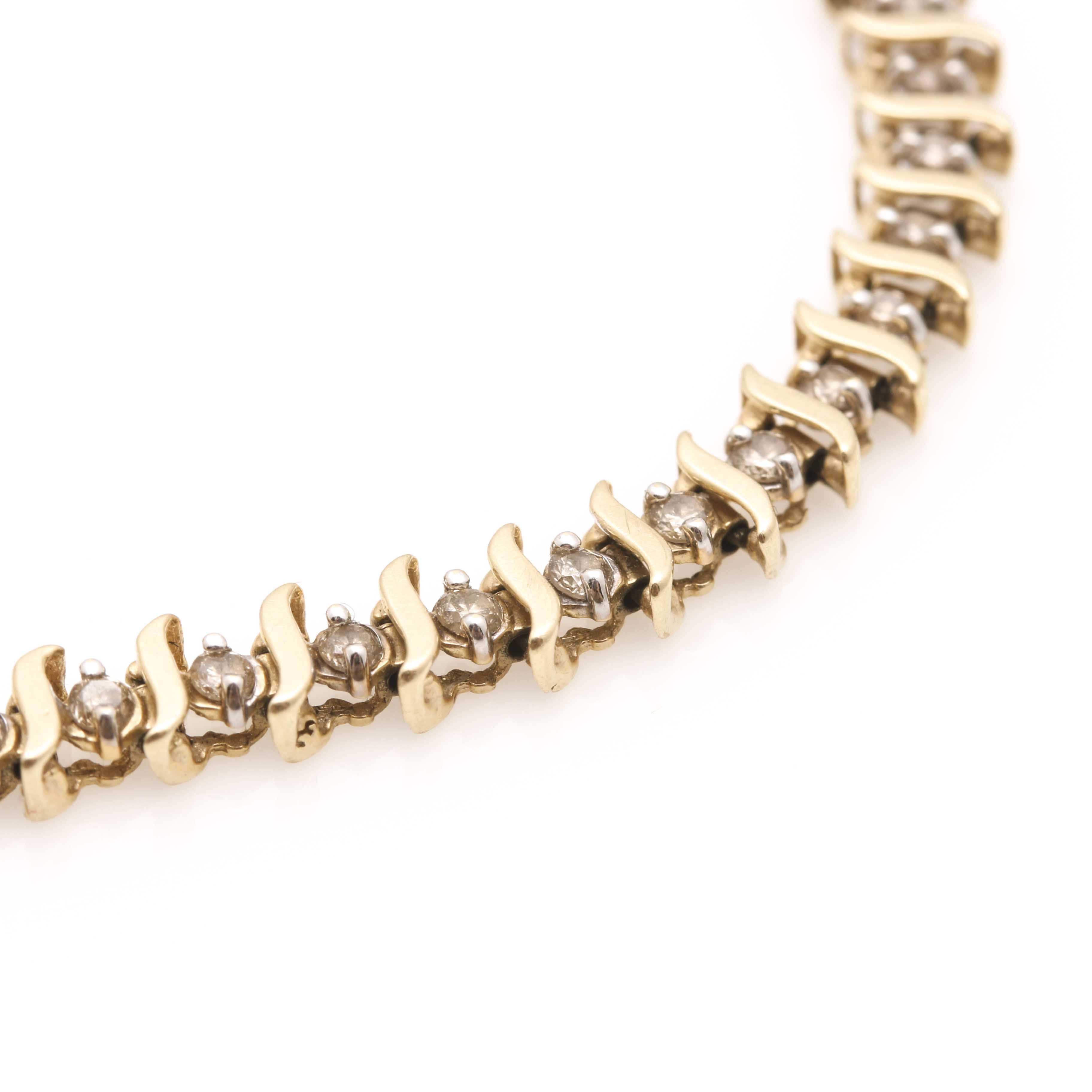 14K Yellow Gold Diamond Tennis Bracelet