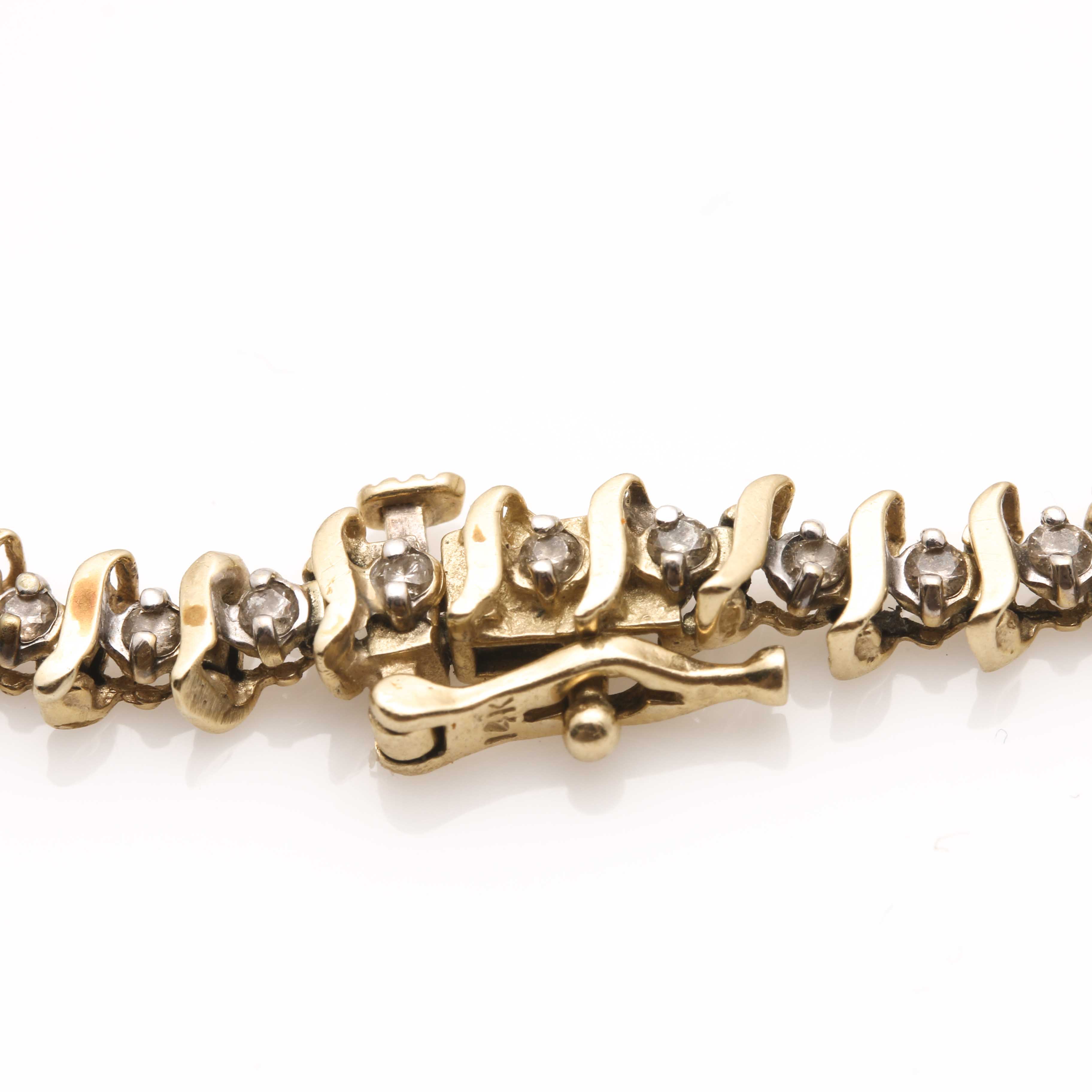 14K Yellow Gold Diamond Tennis Bracelet