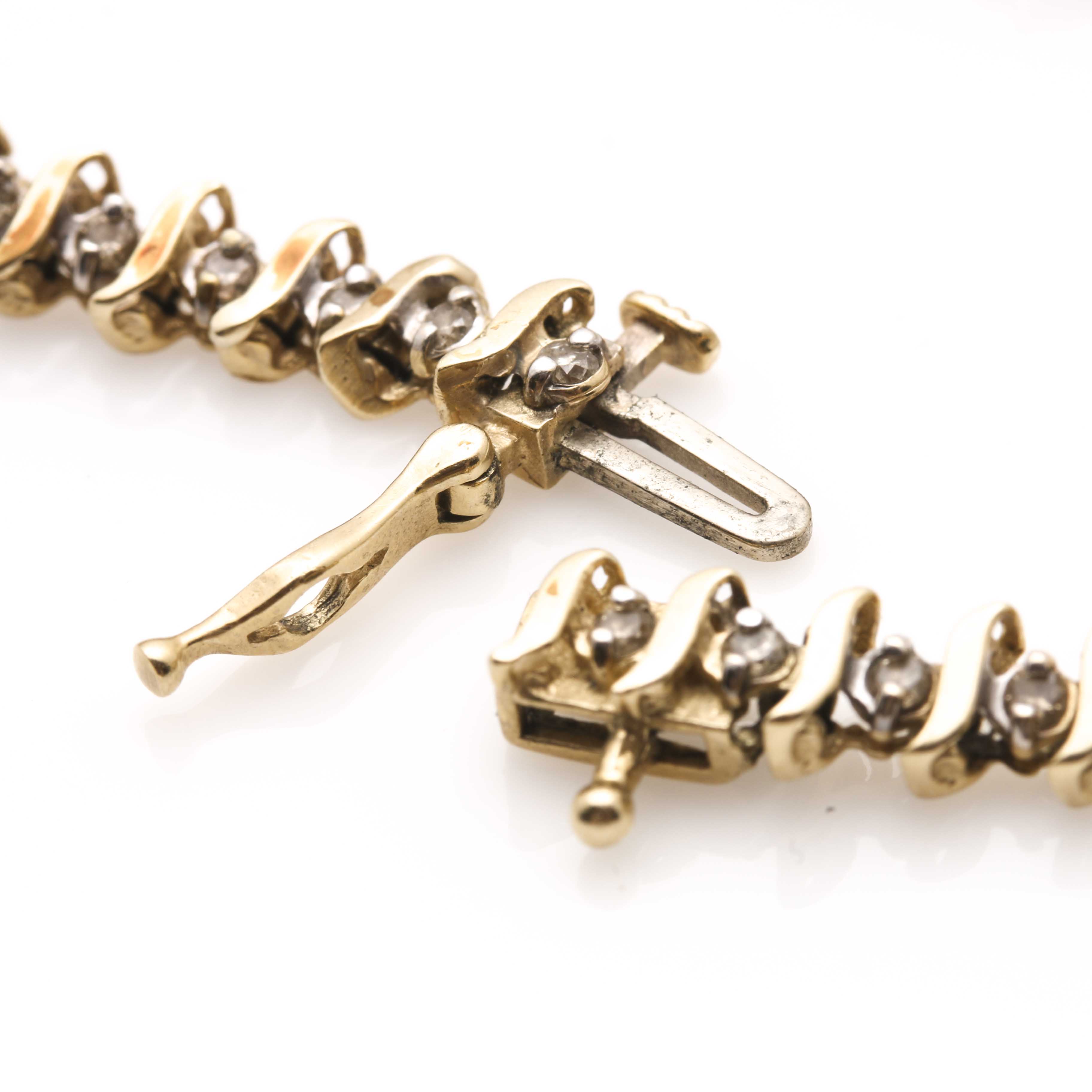 14K Yellow Gold Diamond Tennis Bracelet