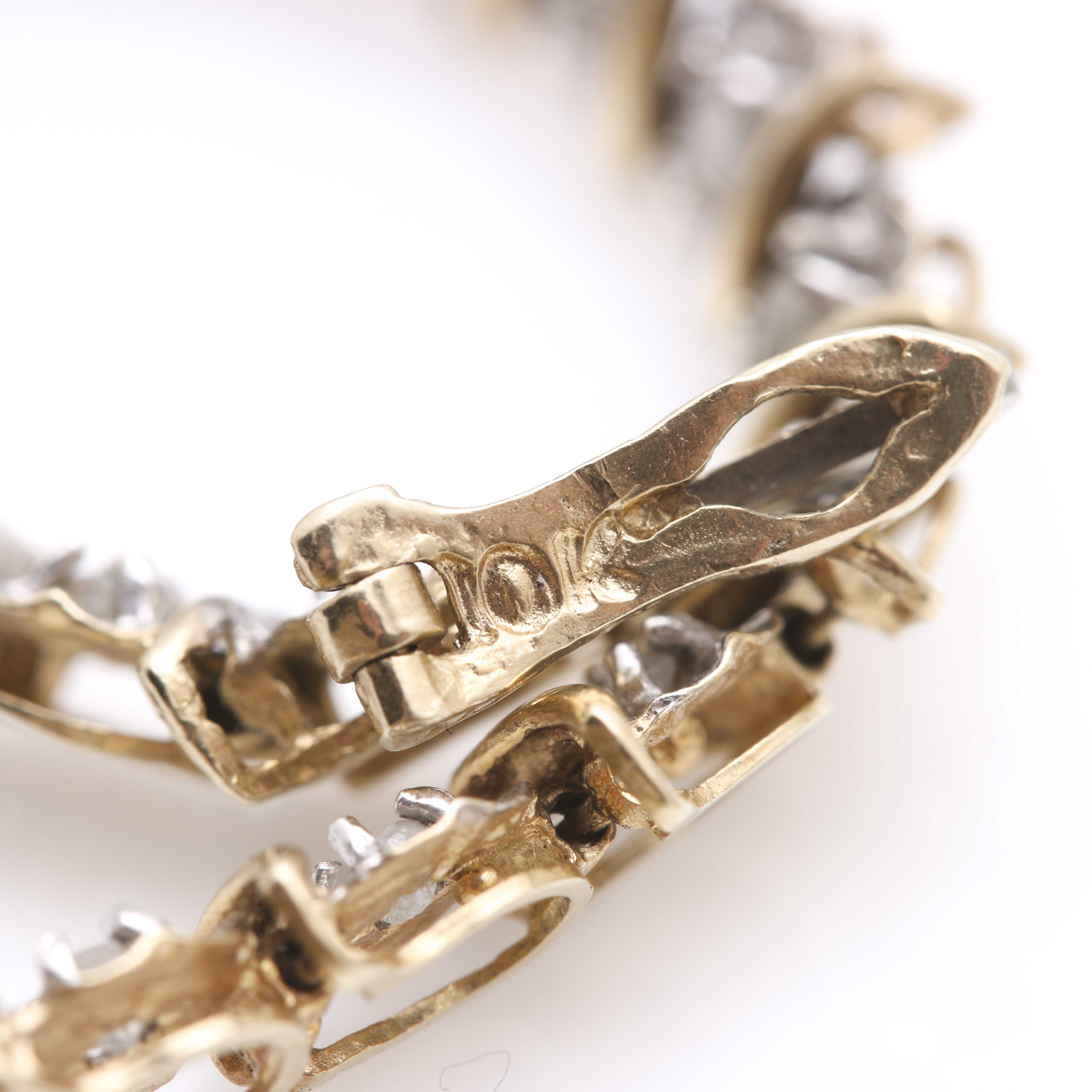 10K Yellow and White Gold Diamond Tennis Bracelet