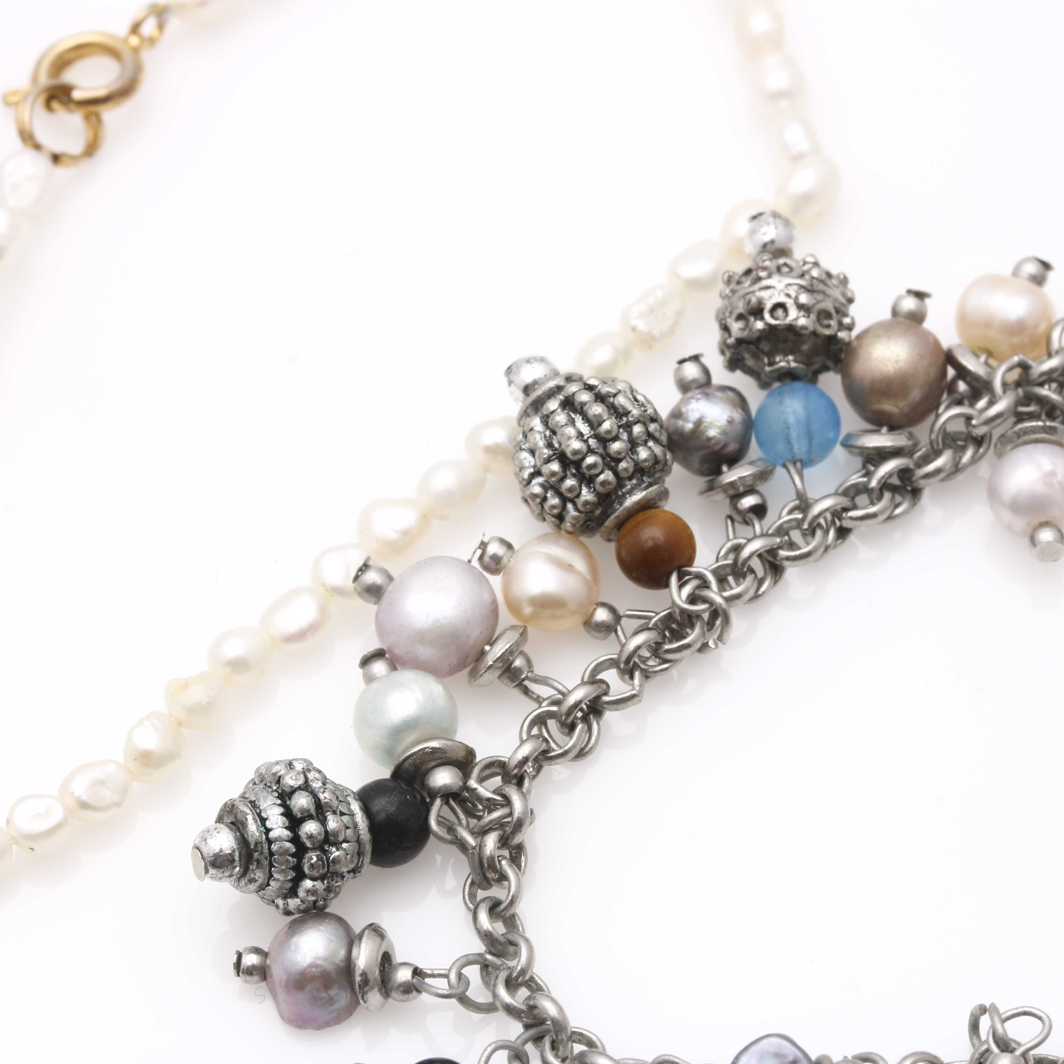 800 Silver Cameo Pendant and Assorted Costume Jewelry