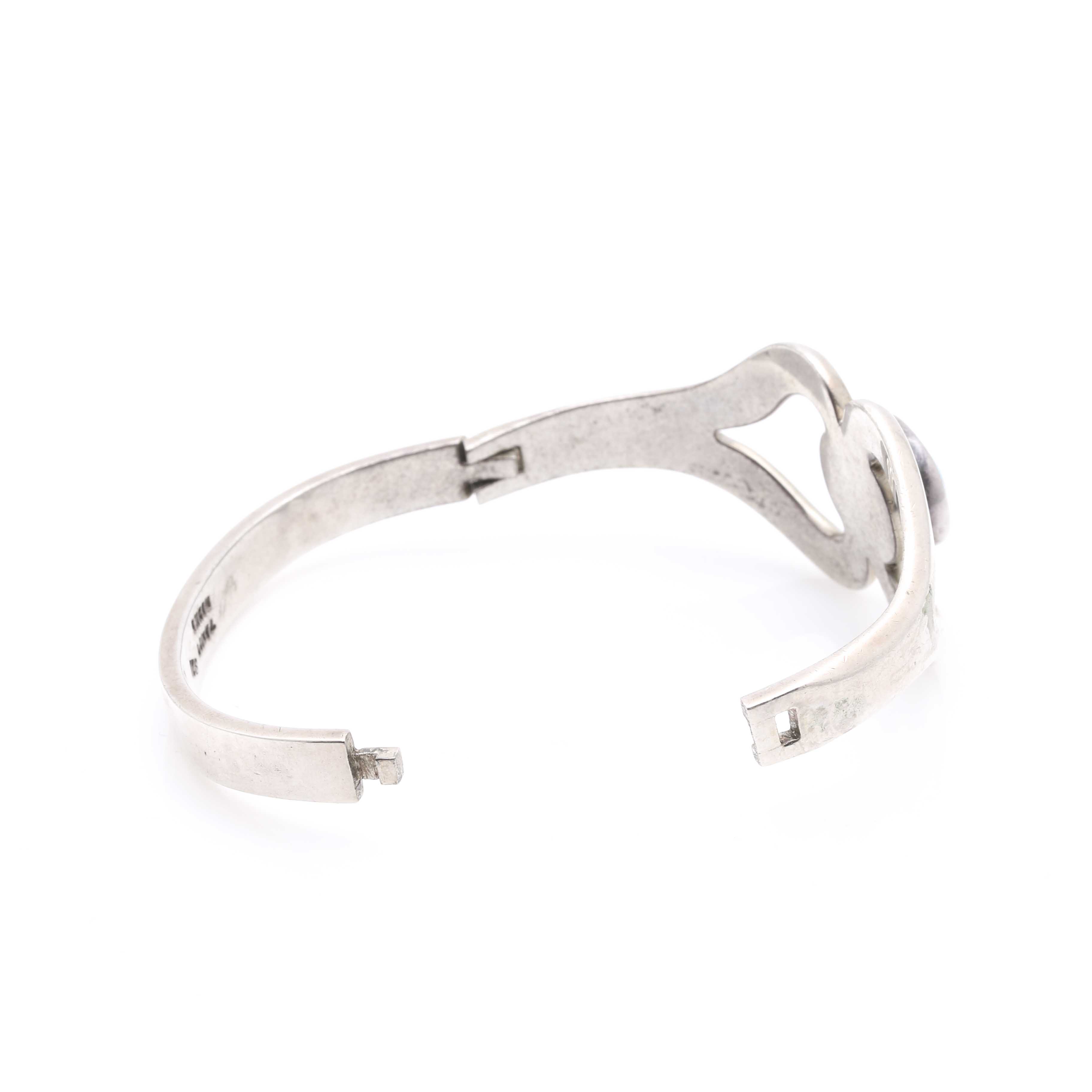 Sterling Silver Imitation Turquoise Bangle and Earrings