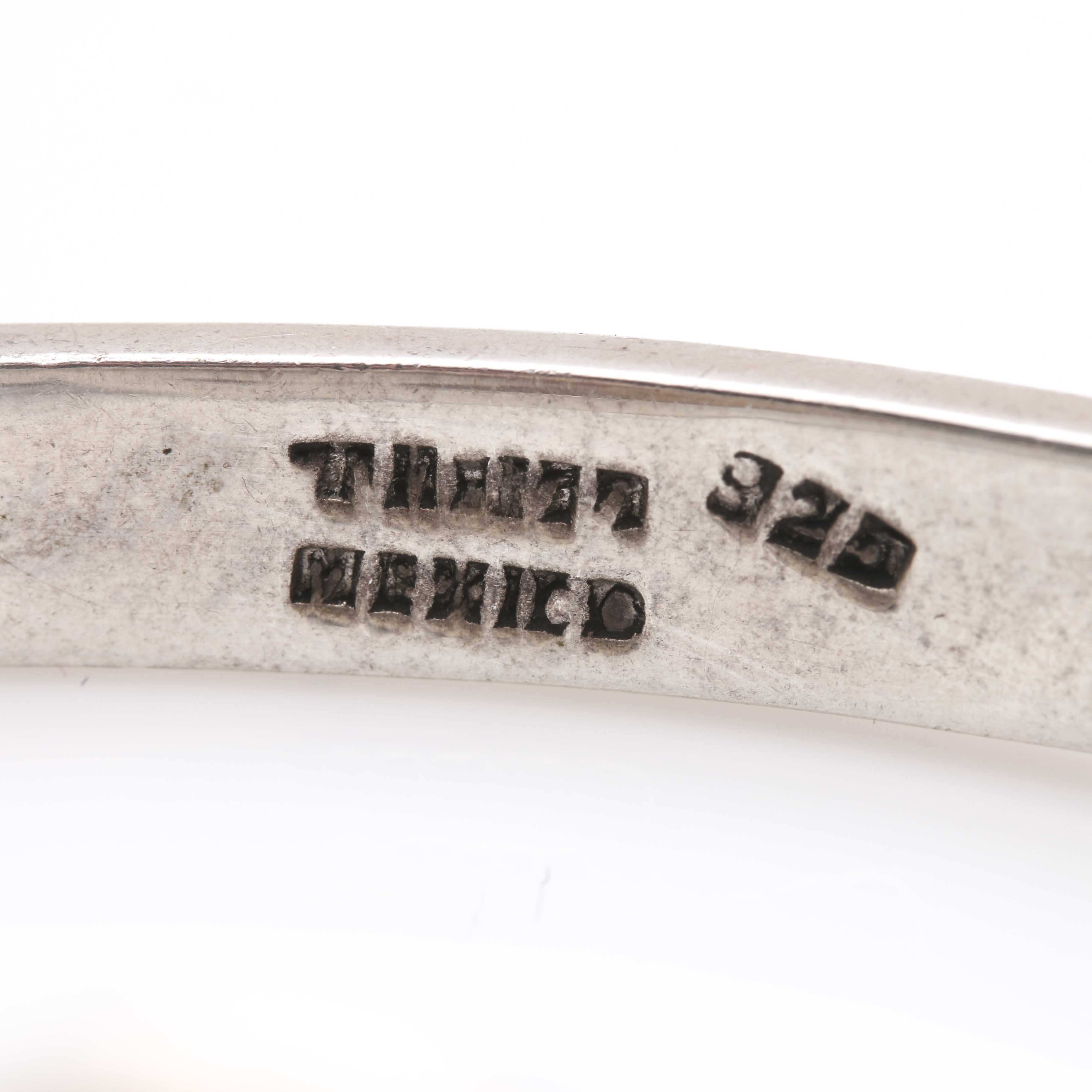 Sterling Silver Imitation Turquoise Bangle and Earrings