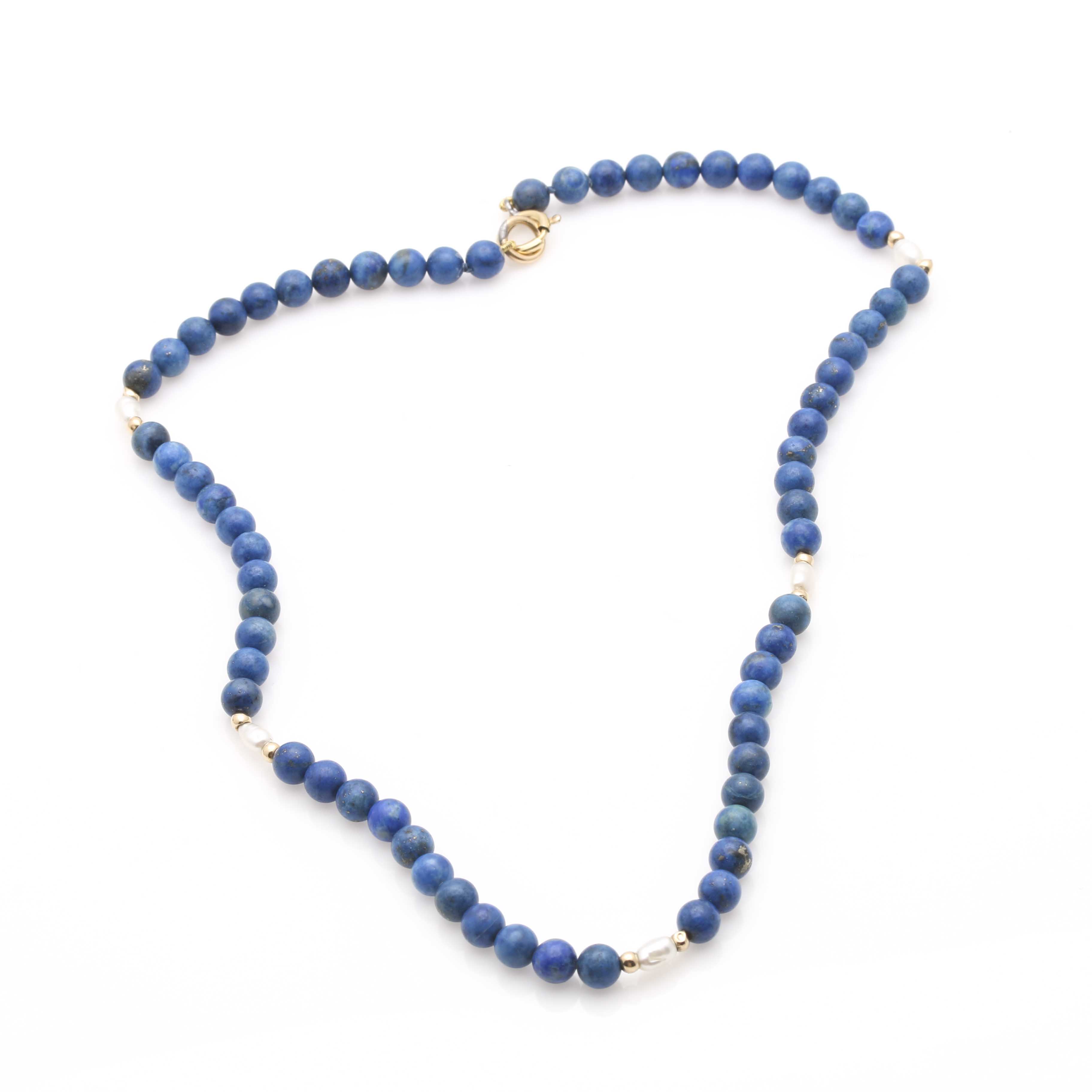 Gold Tone Lapis Lazuli and Cultured Pearl Jewelry