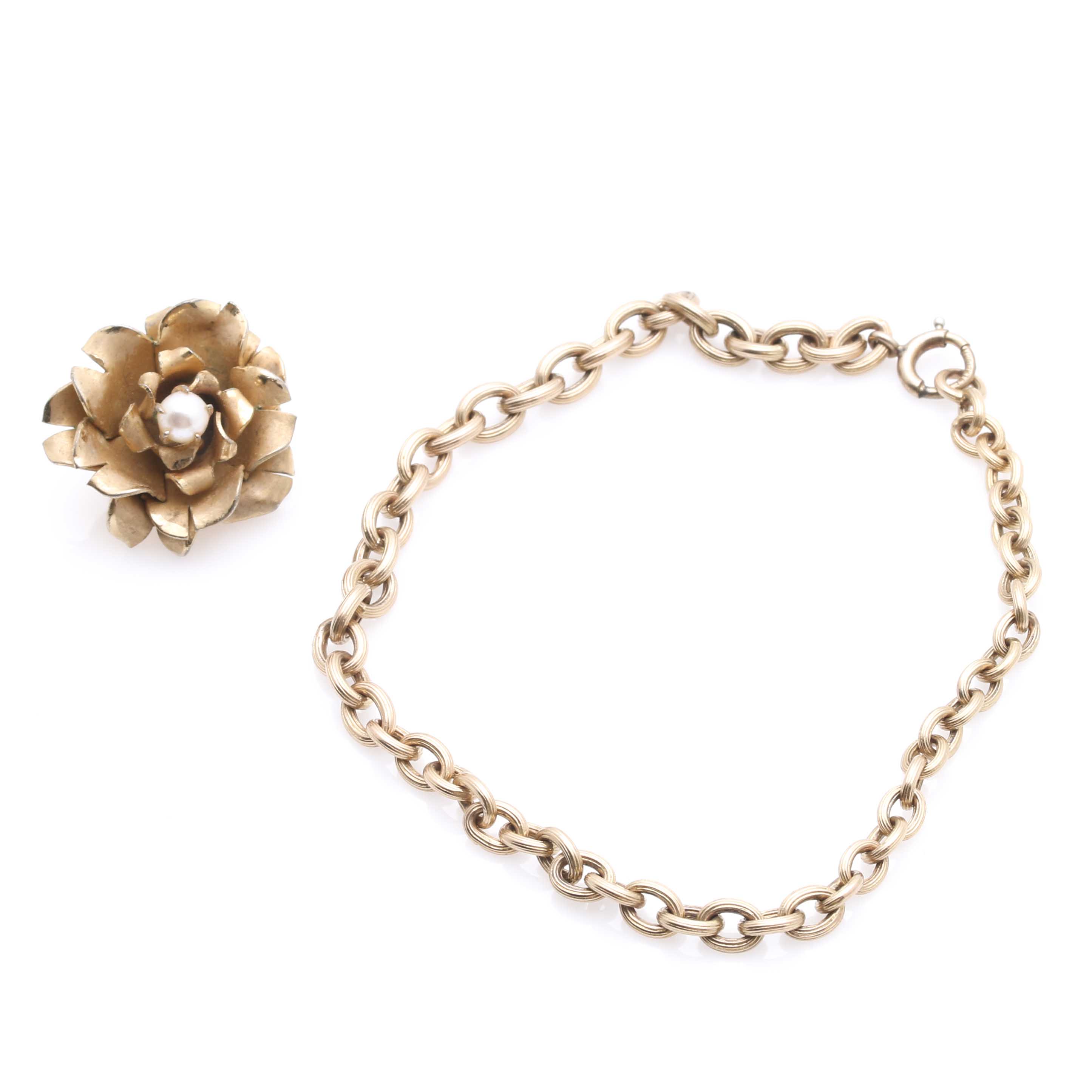 Gold Tone Lapis Lazuli and Cultured Pearl Jewelry