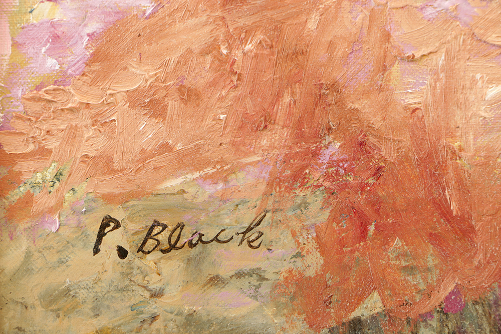 P. Black Impressionist Oil Painting on Canvas of Coastal Landscape