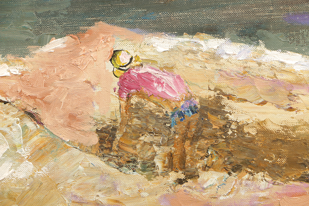 P. Black Impressionist Oil Painting on Canvas of Coastal Landscape