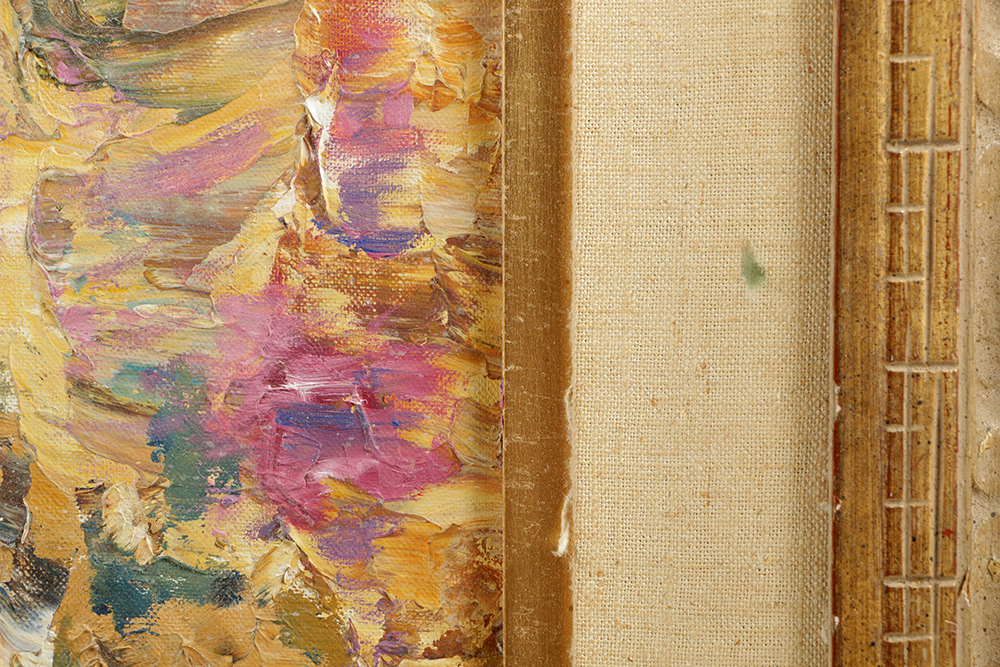 P. Black Impressionist Oil Painting on Canvas of Coastal Landscape