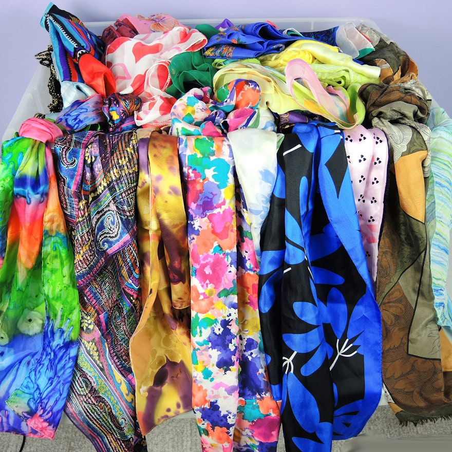 Large Assortment of Scarves