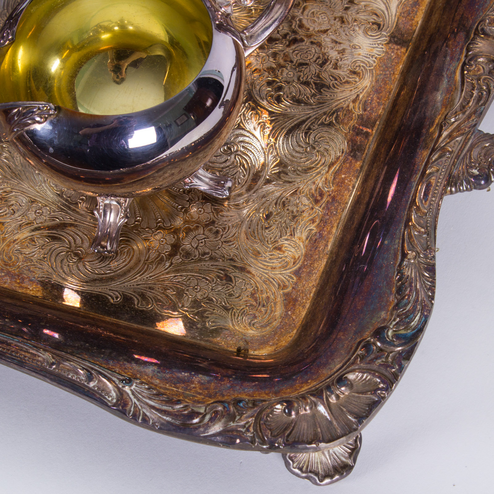 WM Rogers Silver Plate Tea Service Set and a Silver Plate Tray