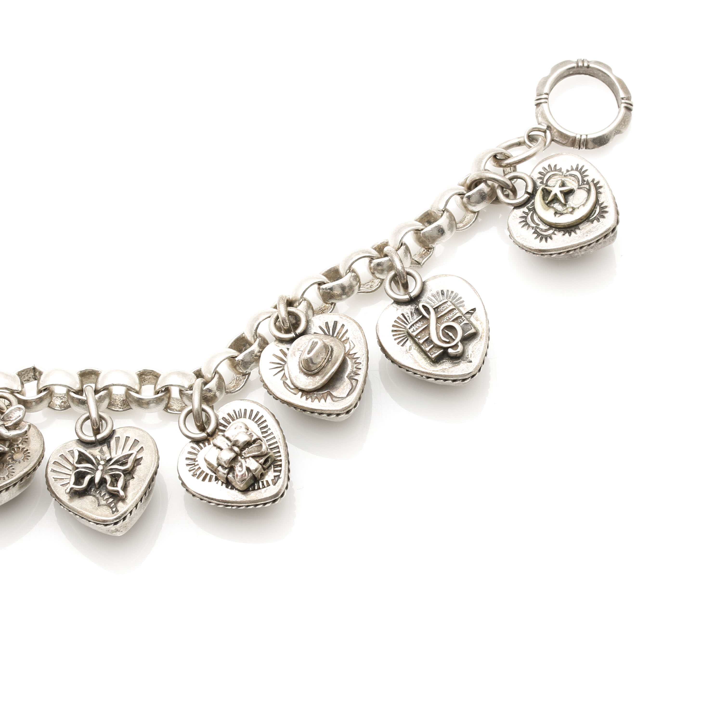 Sterling Silver Black Onyx Charm Bracelet