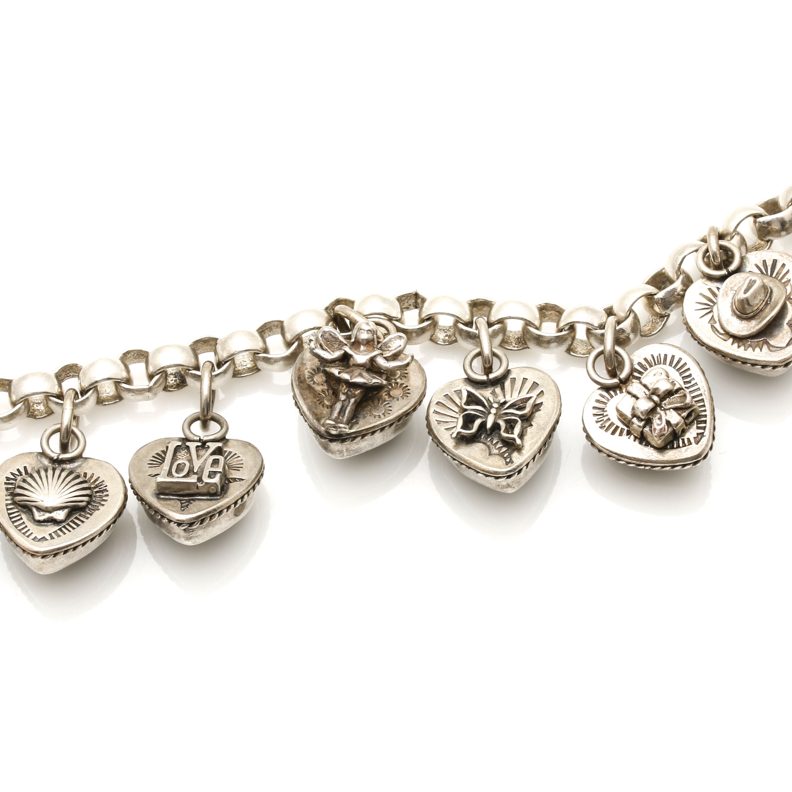 Sterling Silver Black Onyx Charm Bracelet