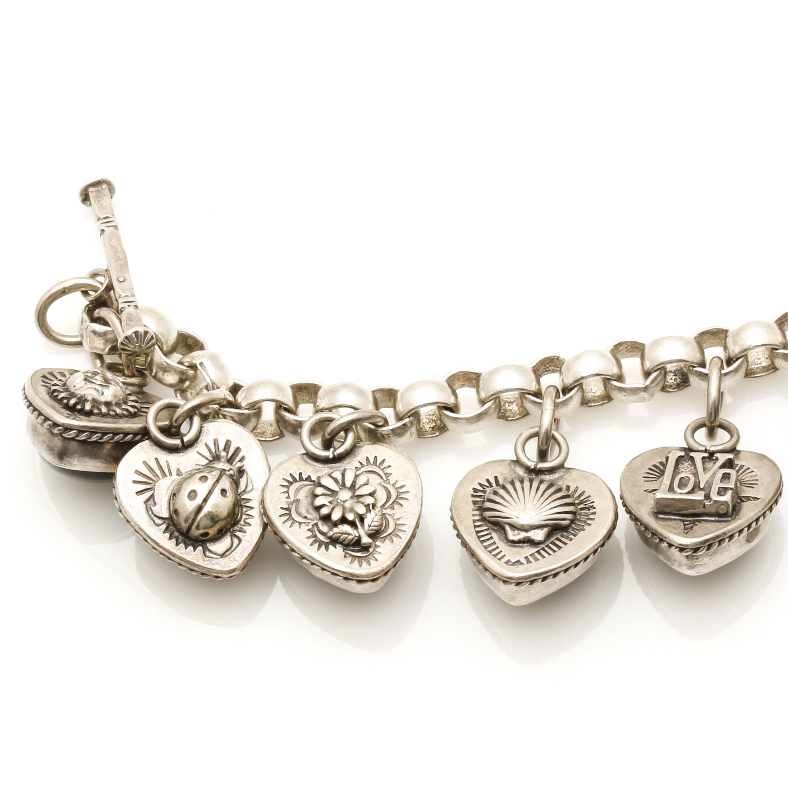 Sterling Silver Black Onyx Charm Bracelet