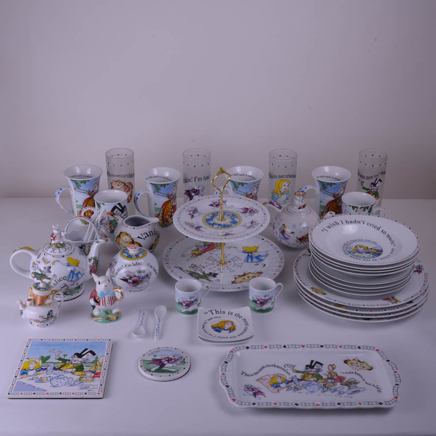 Generous Collection of Paul Cardew "Alice in Wonderland's Cafe" Tableware