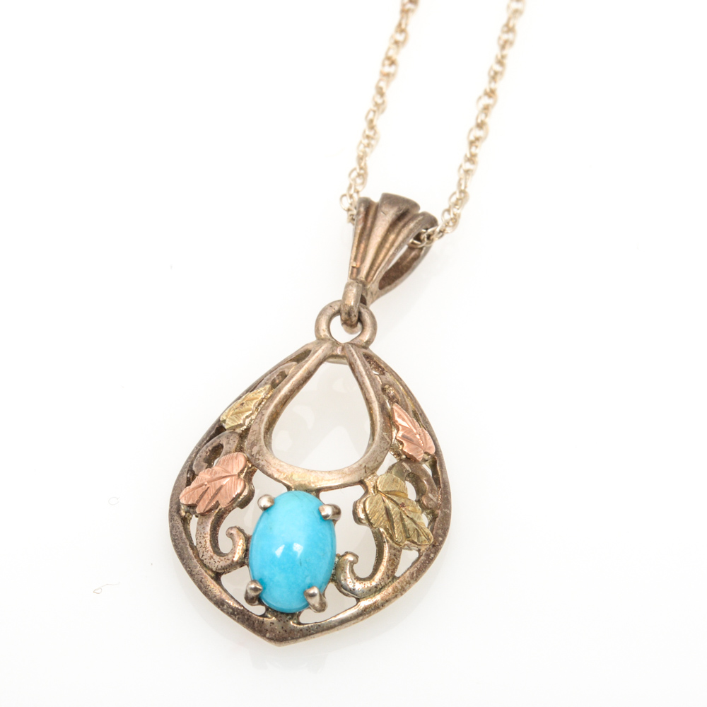Sterling Silver and Synthetic Turquoise Necklace