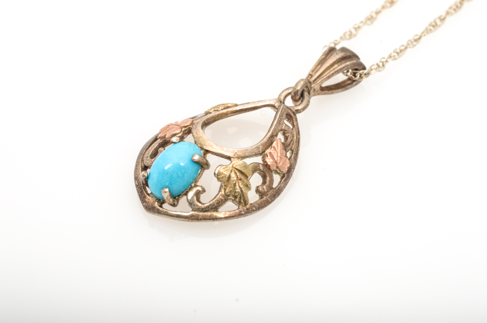 Sterling Silver and Synthetic Turquoise Necklace