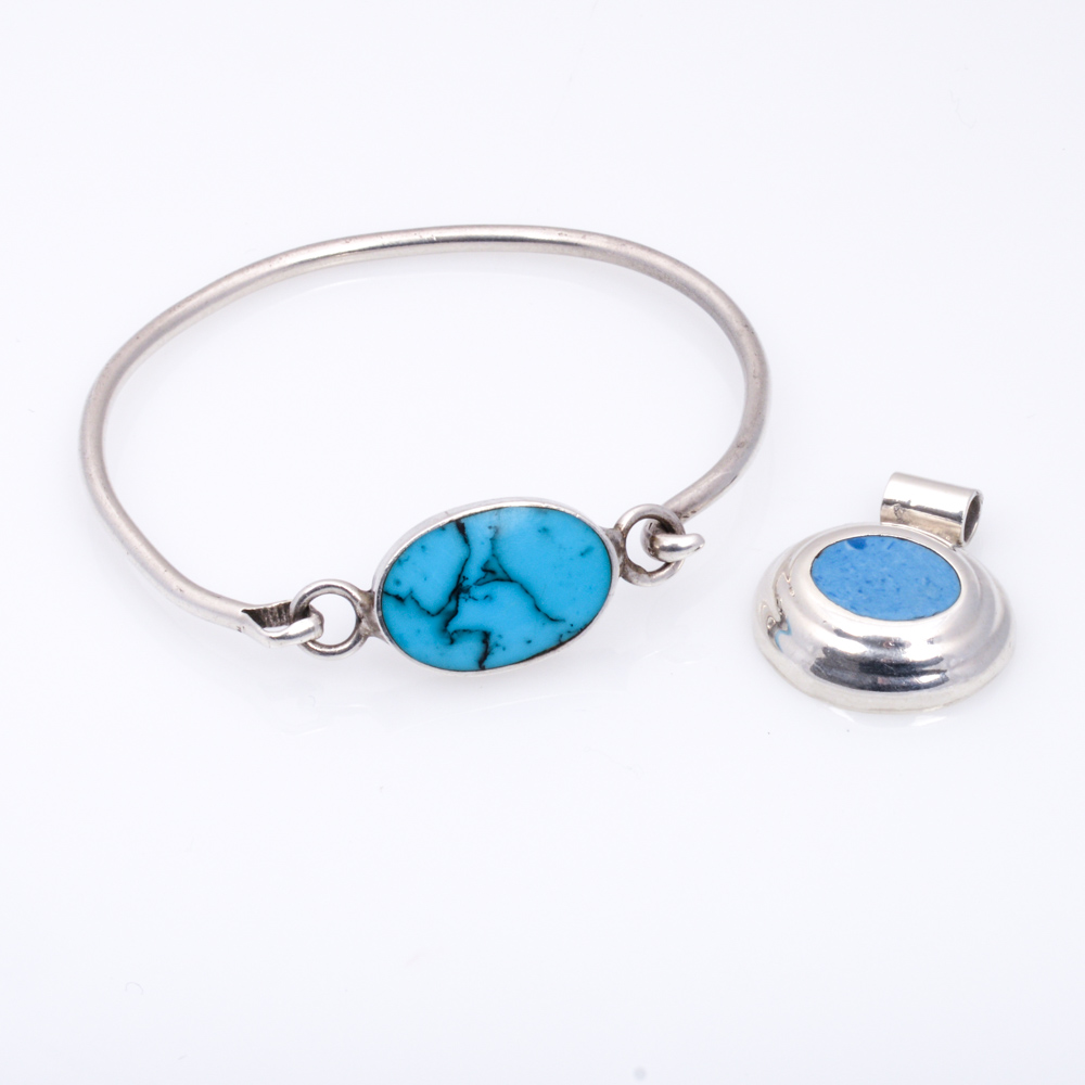 Sterling Silver Synthetic Turquoise Jewelry